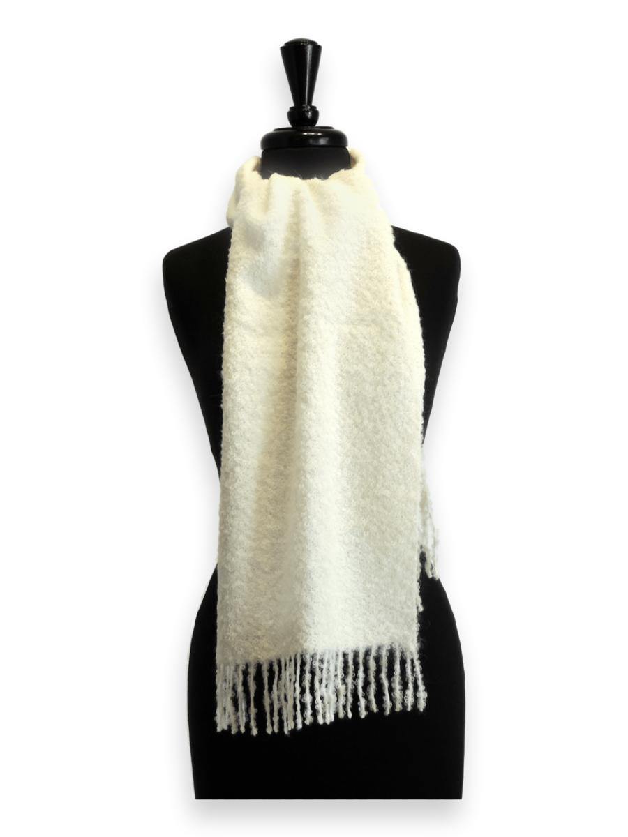 100% Baby Alpaca Boucle Scarf - Natural White - Qinti - The Peruvian Shop