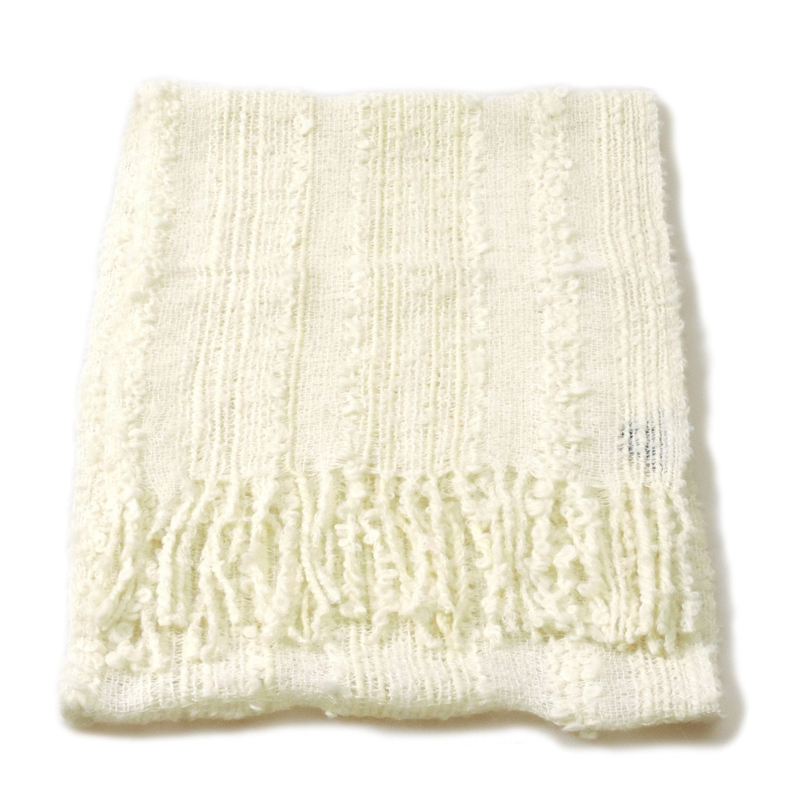 Hand-woven Baby Alpaca Fantasia Scarf - White Cloud - Qinti - The Peruvian Shop