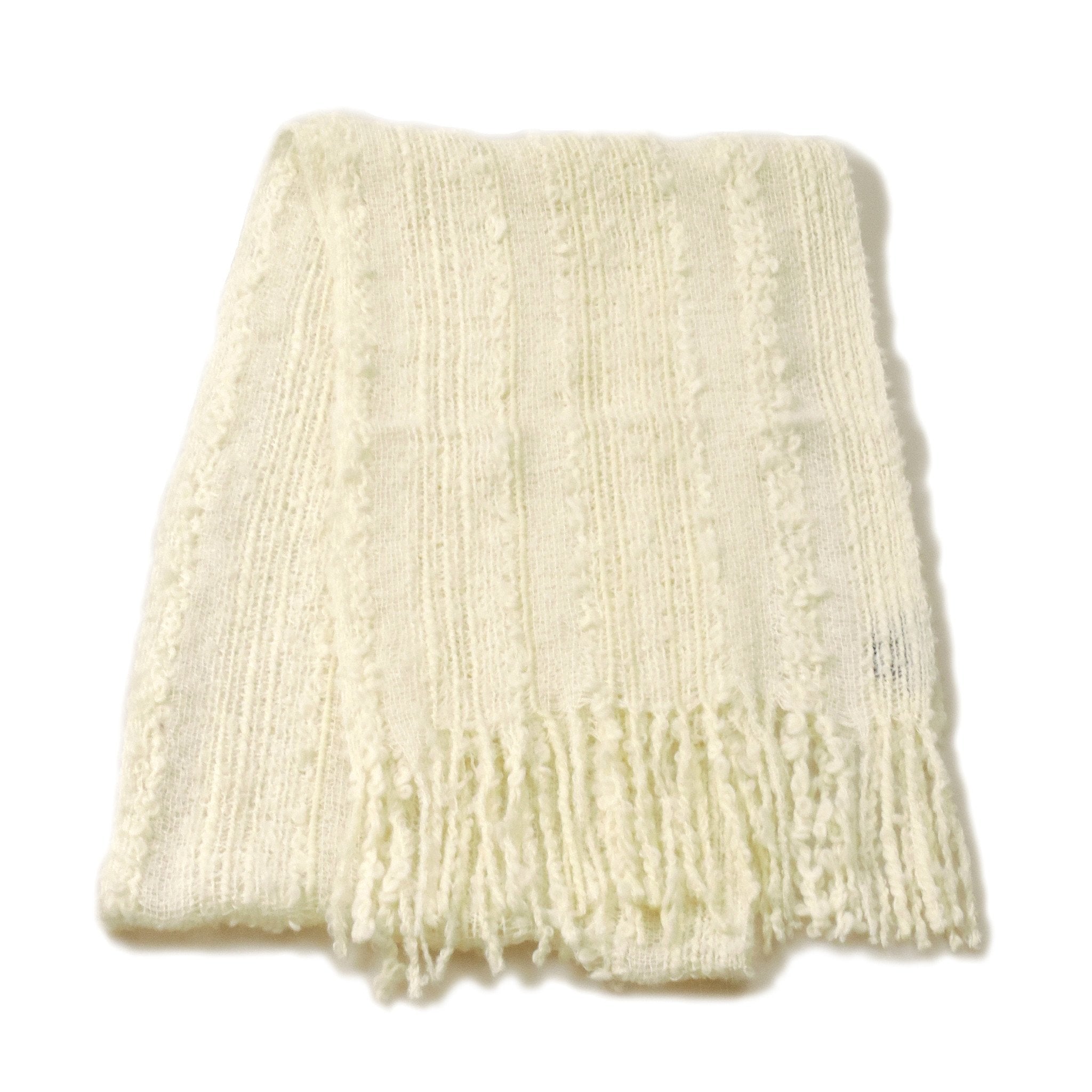 Hand-woven Baby Alpaca Fantasia Scarf - White Cloud - Qinti - The Peruvian Shop