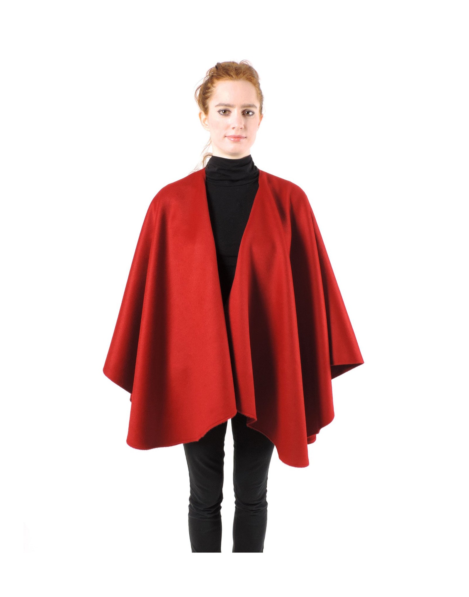 Classic Cape in Brushed Baby Alpaca - Red / Regular - Qinti - The Peruvian Shop