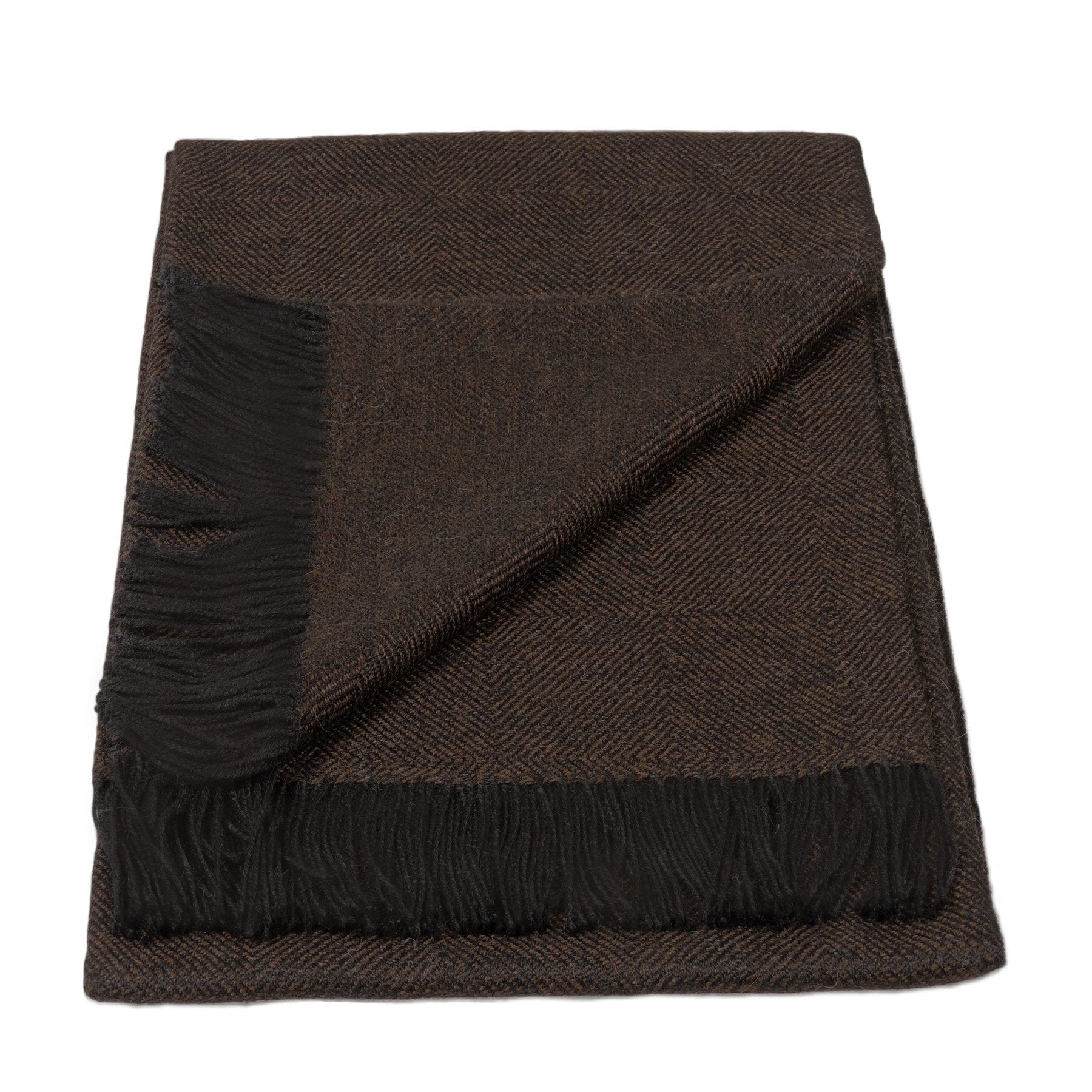 100% Baby Alpaca Geometric Throw Blanket in Black & Brown - Qinti - The Peruvian Shop