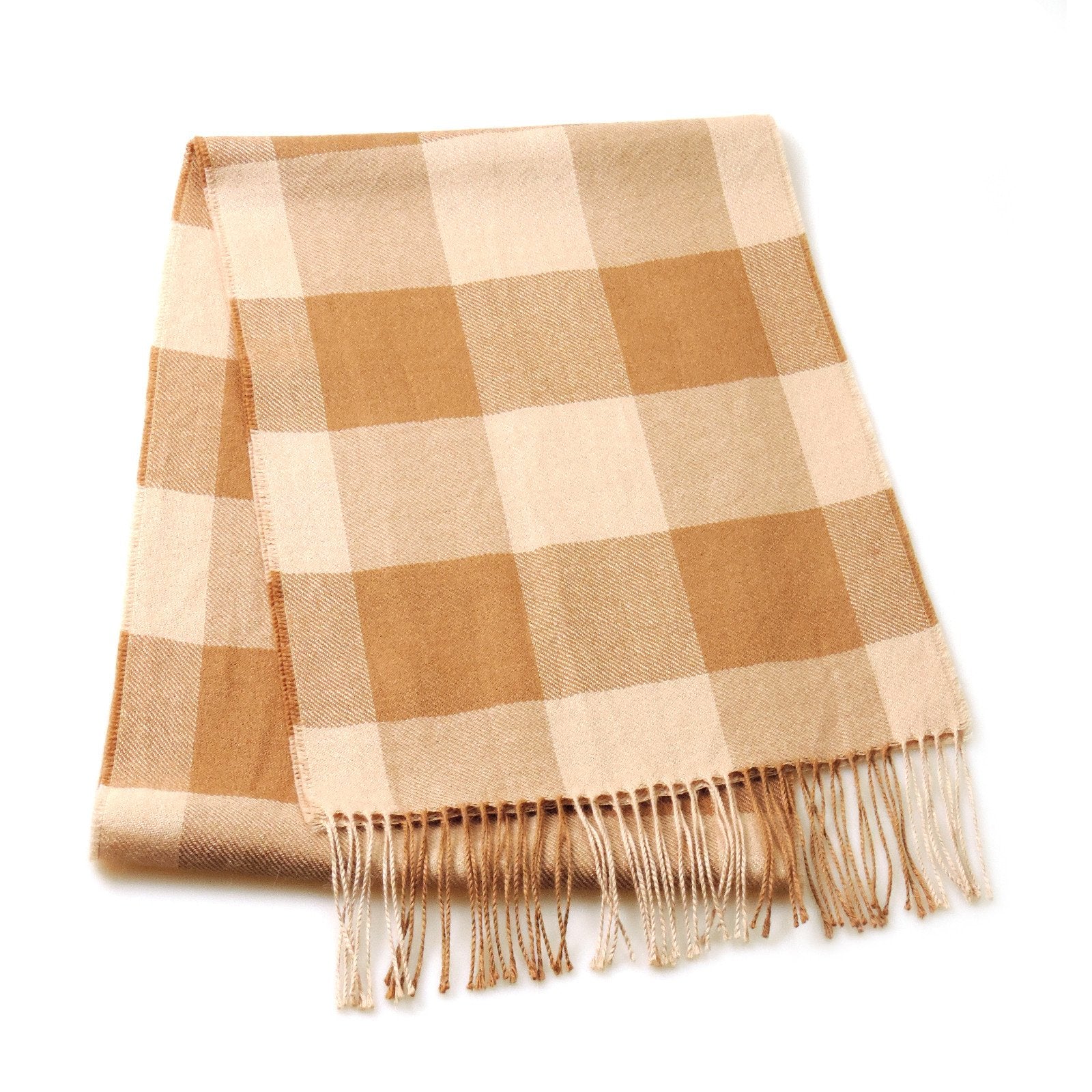 100% Baby Alpaca Plaid Scarf in Natural Colors - Qinti - The Peruvian Shop