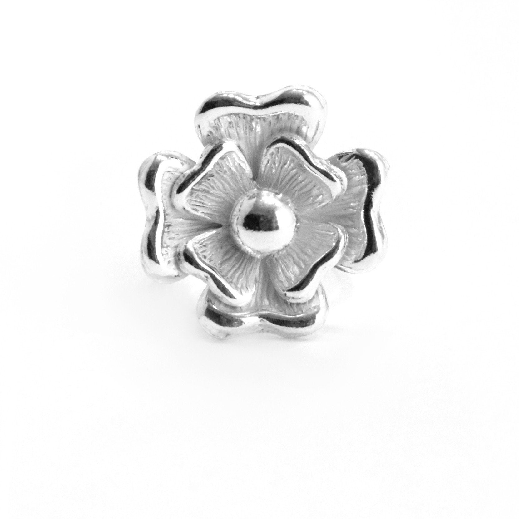 Handmade Big Flower Sterling Silver Ring - Qinti - The Peruvian Shop