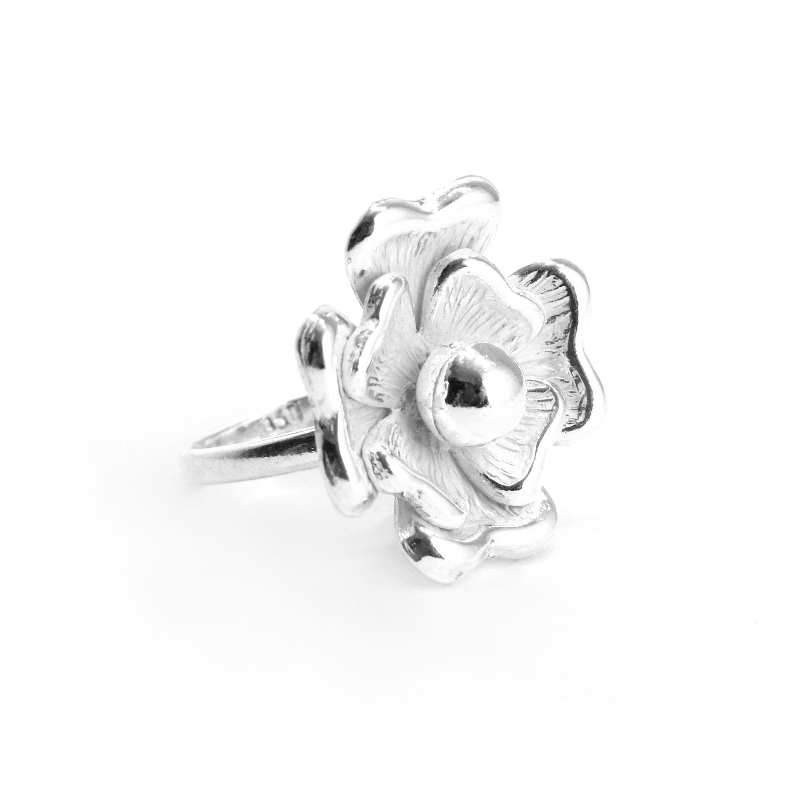 Handmade Big Flower Sterling Silver Ring - Qinti - The Peruvian Shop