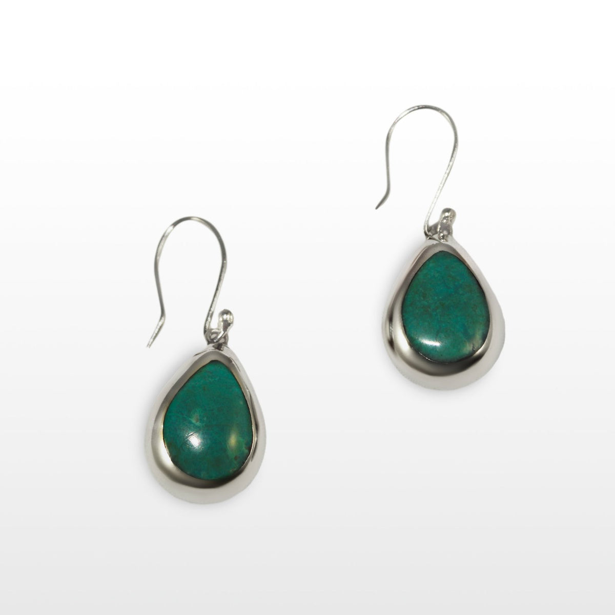 Chrysocolla Sterling Silver Flower Pendant Necklace &amp; Earrings Set - Qinti - The Peruvian Shop