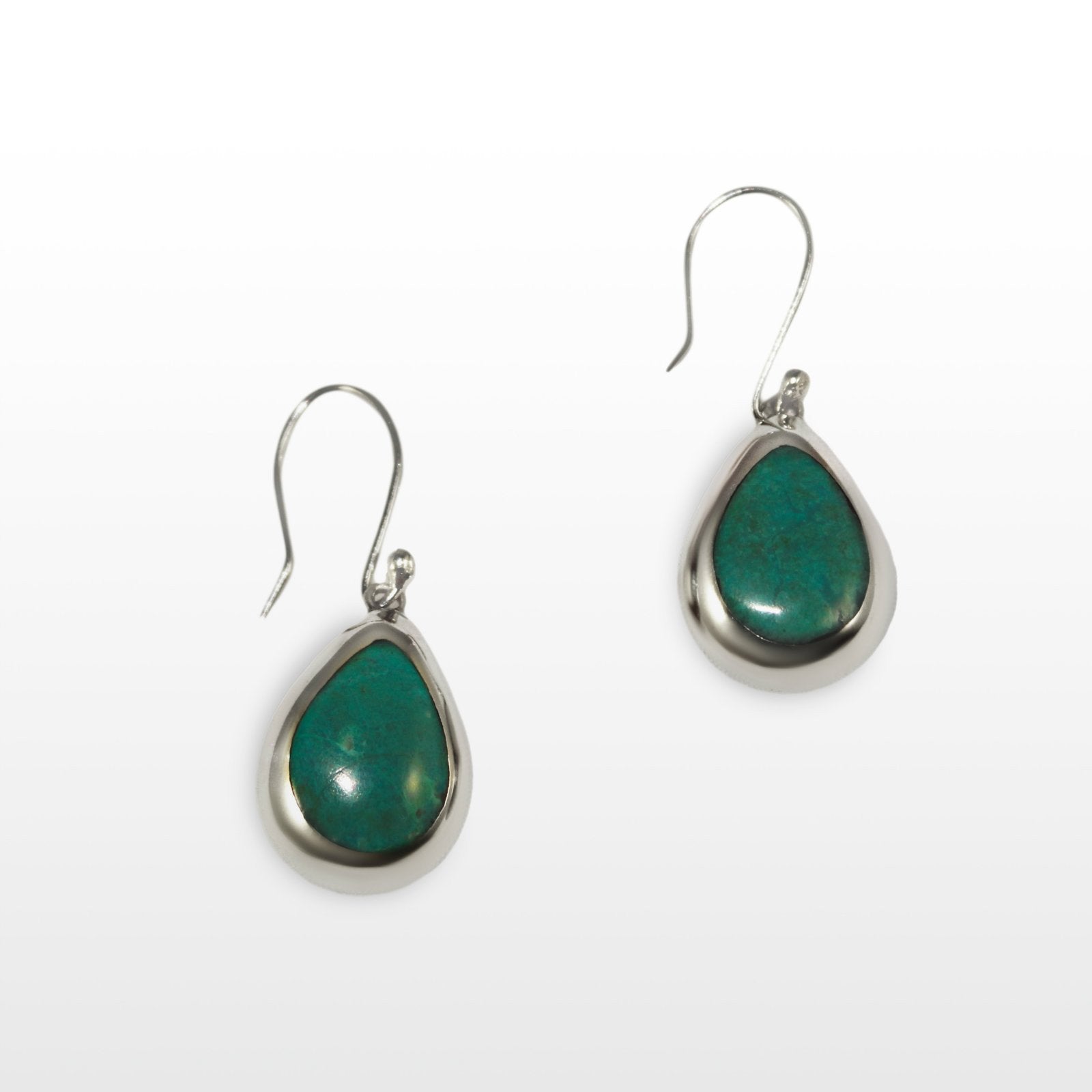 Chrysocolla Sterling Silver Flower Pendant Necklace & Earrings Set - Qinti - The Peruvian Shop