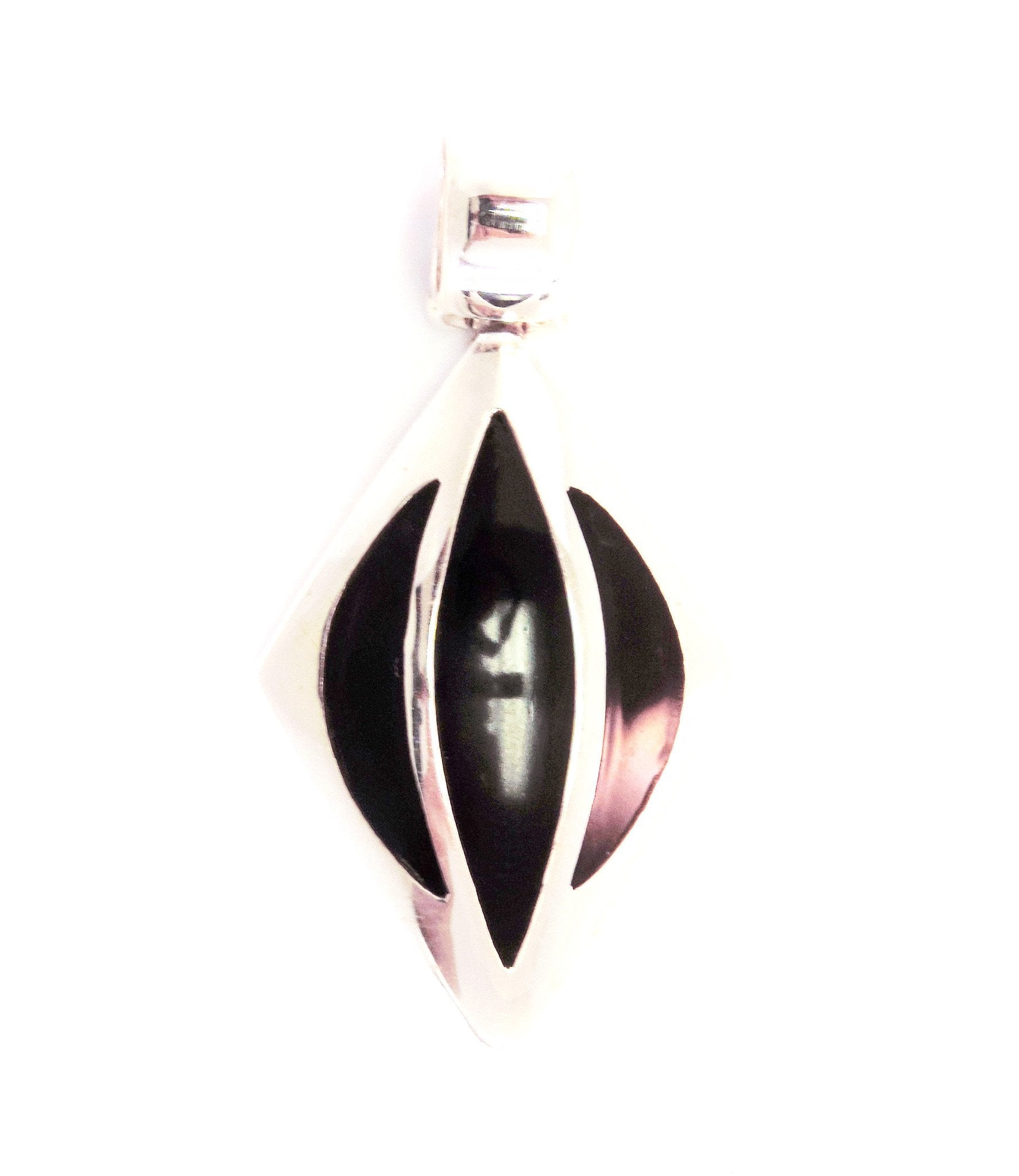 Diamond shaped Pendant Sterling Silver w/Black Onyx - Qinti - The Peruvian Shop