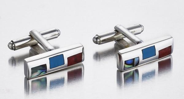 Tri-Stone & Sterling Silver Cufflinks - Qinti - The Peruvian Shop