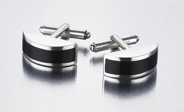 Black Onyx &amp; Sterling Silver Half Cylinder Cufflinks - Qinti - The Peruvian Shop