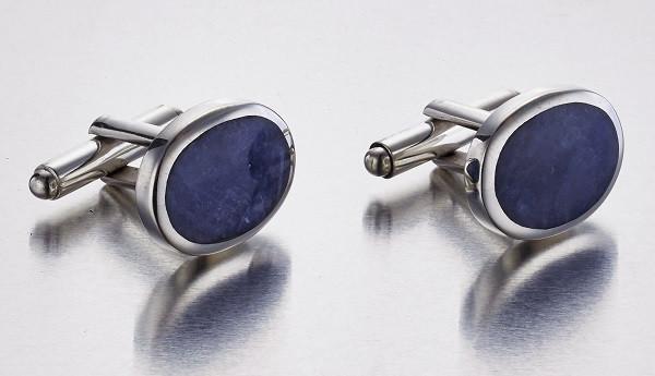 Blue Sodalite & Sterling Silver Round Cufflinks - Qinti - The Peruvian Shop