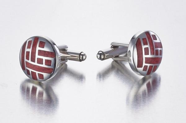 Spondylus Shell & Sterling Silver Cufflinks - Qinti - The Peruvian Shop
