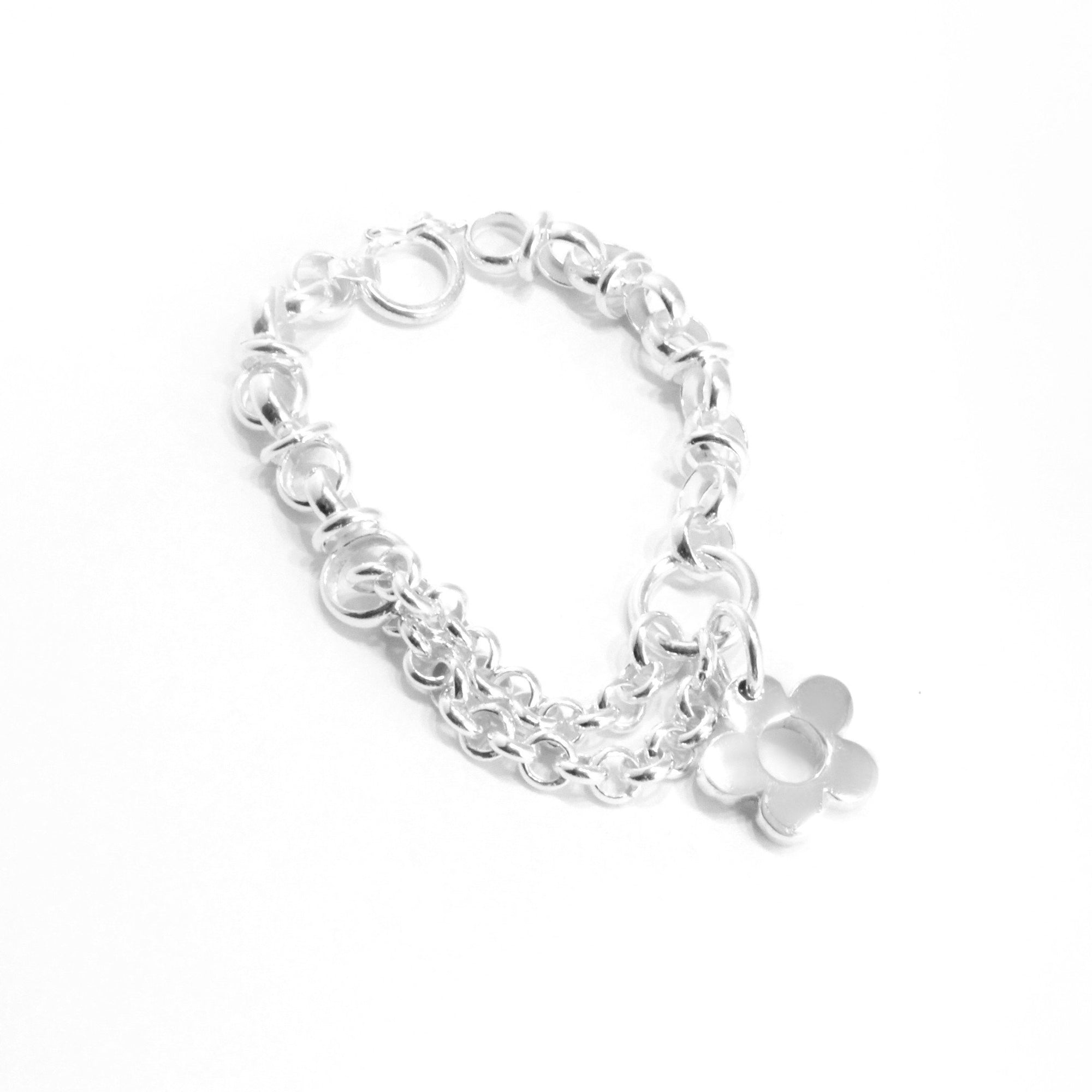 Flower Charm Sterling Silver Bracelet - Qinti - The Peruvian Shop