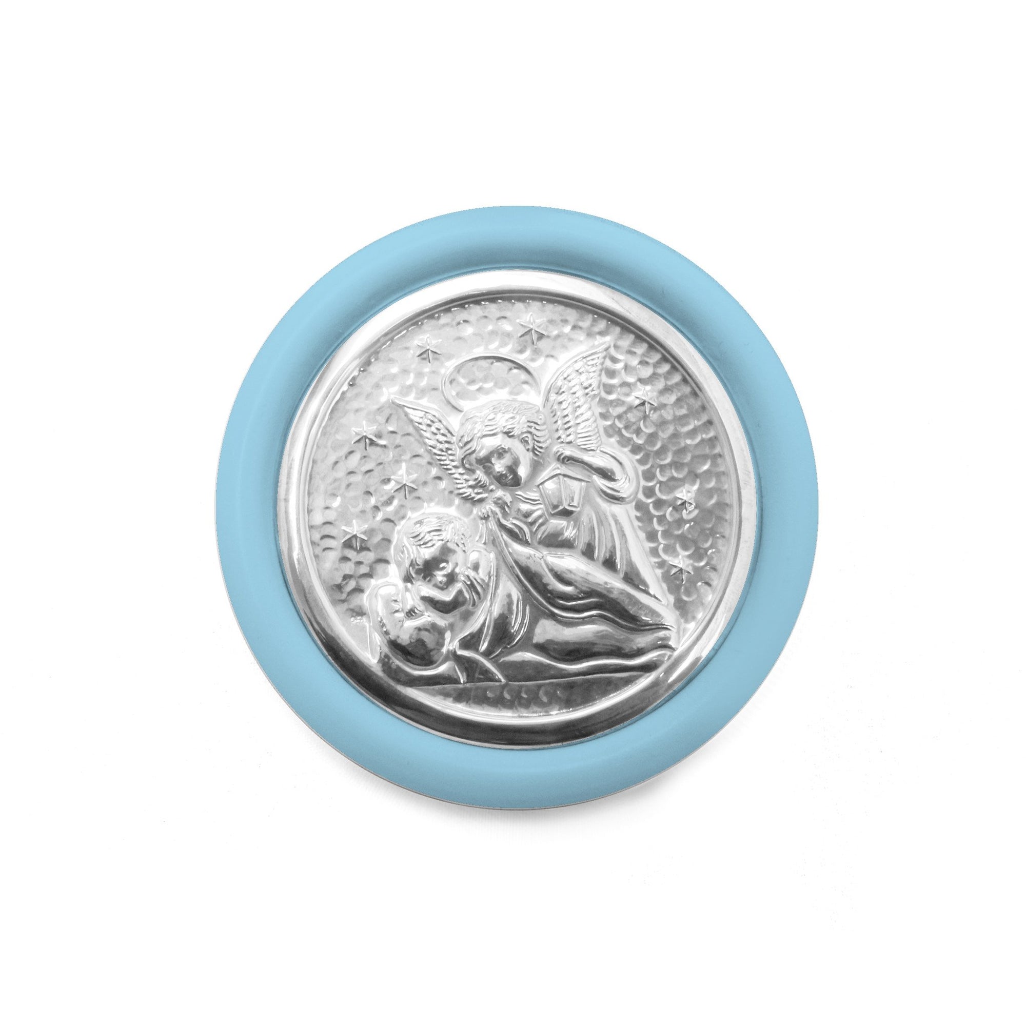 Sterling Silver Crib Medal – Baby Blue - Qinti - The Peruvian Shop
