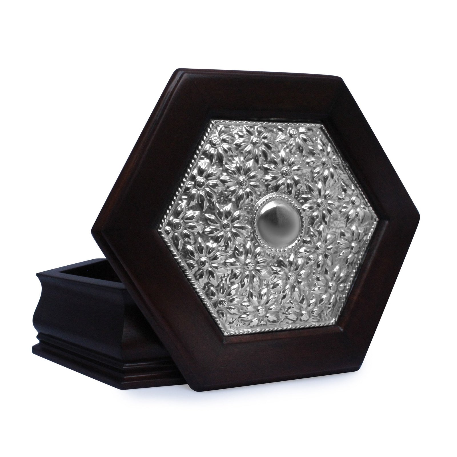 Hexagonal Keepsake Box with Sterling Silver Daisies - Qinti - The Peruvian Shop