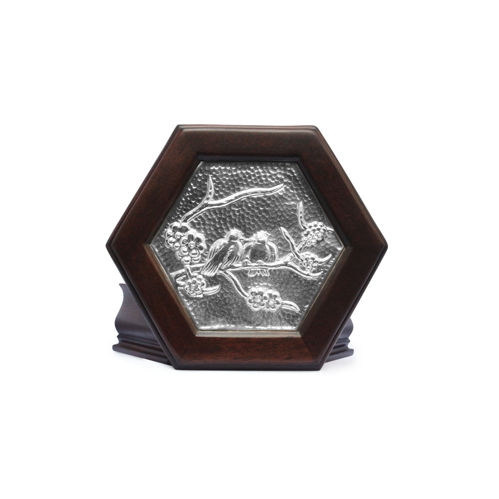 Hexagonal Keepsake Box with Sterling Silver Love Doves - Qinti - The Peruvian Shop