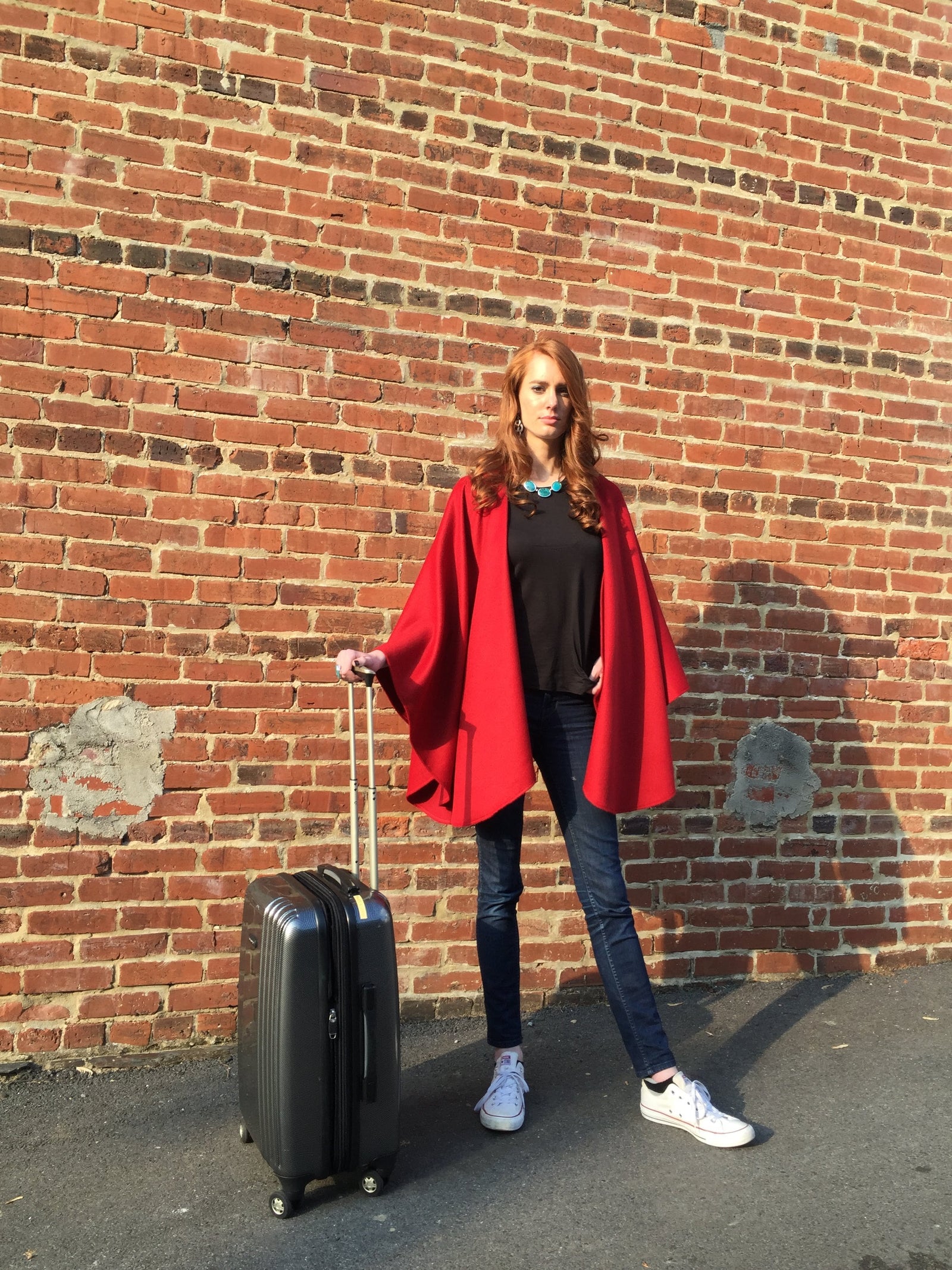 Classic Cape in Brushed Baby Alpaca - Red / Regular - Qinti - The Peruvian Shop