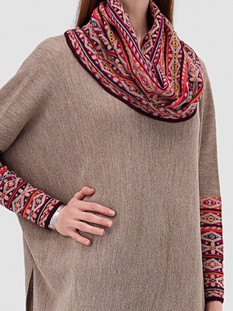 Cowl Neck Poncho with Sleeves - Qinti - The Peruvian Shop