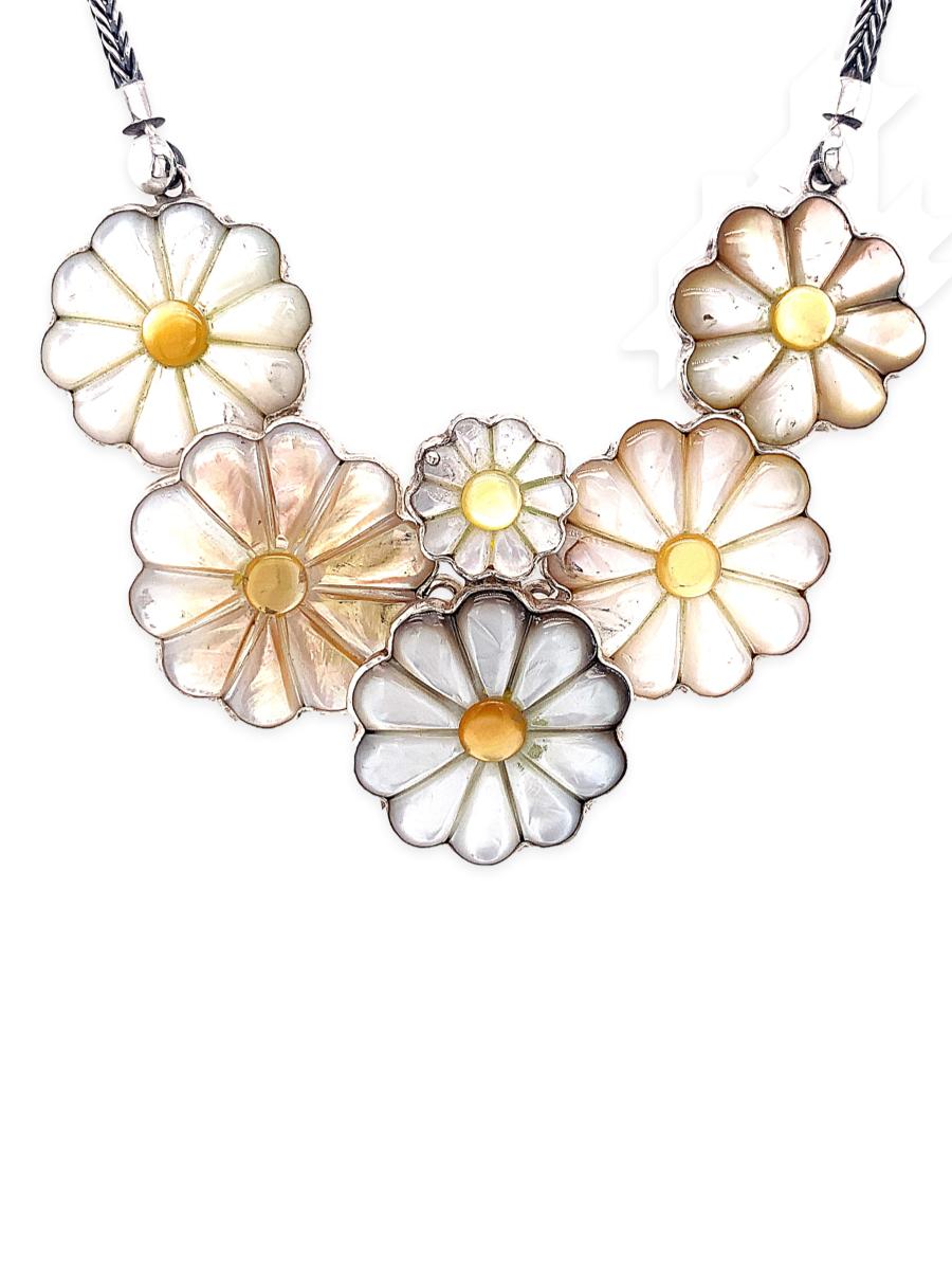 Sterling Silver & Mother-of-Pearl Daisies Necklace