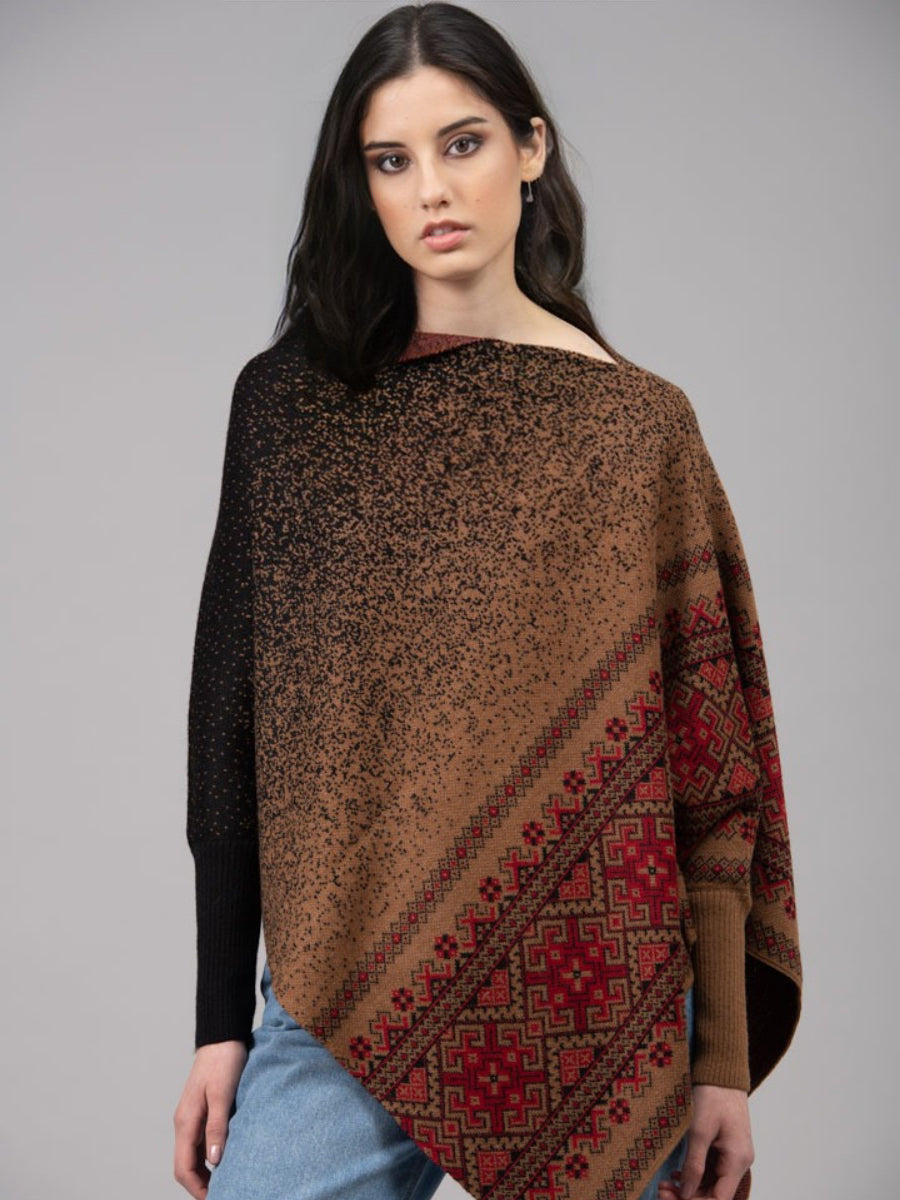 Nordic Asymmetric Poncho with Sleeves