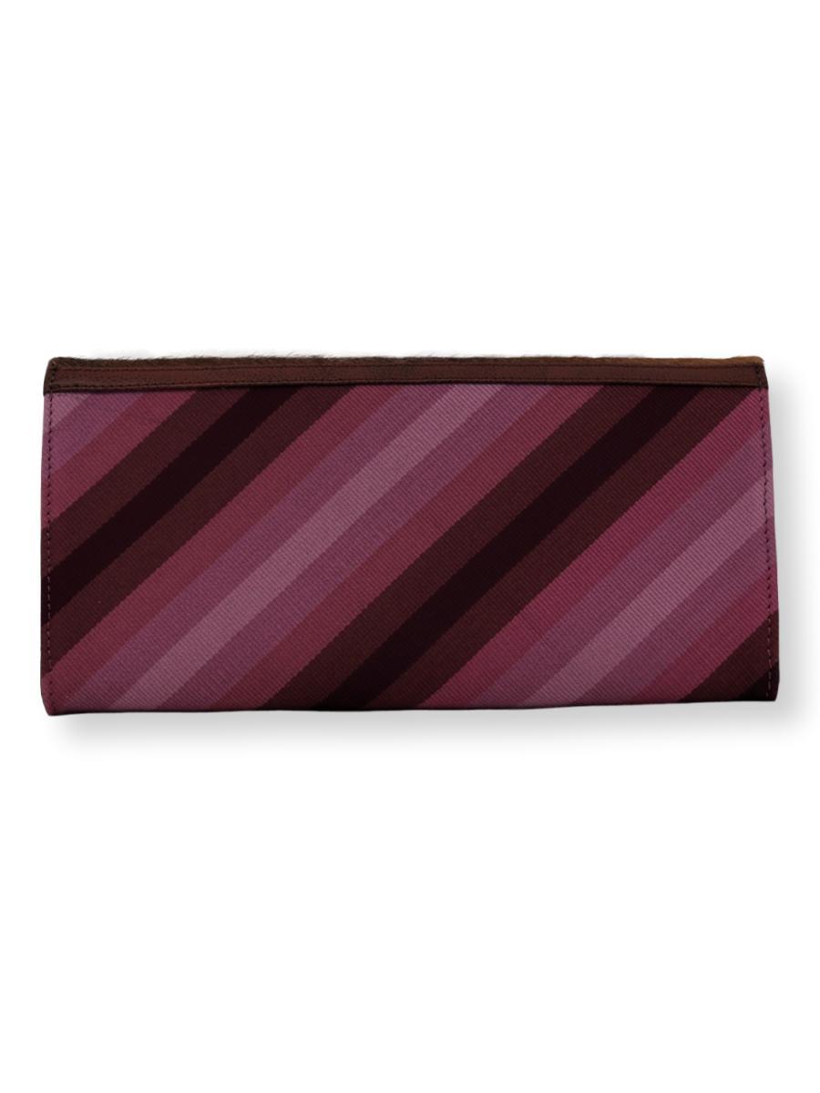 Large Clutch Bag - Purple stripes with cowhide - Qinti - The Peruvian Shop