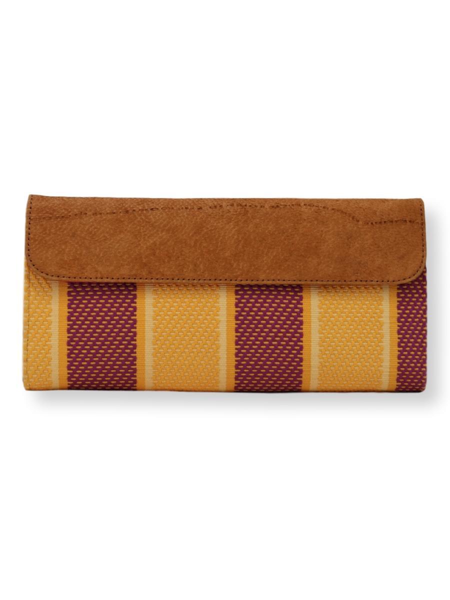 Large Clutch Bag - yellow/crimson with FISH leather - Qinti - The Peruvian Shop