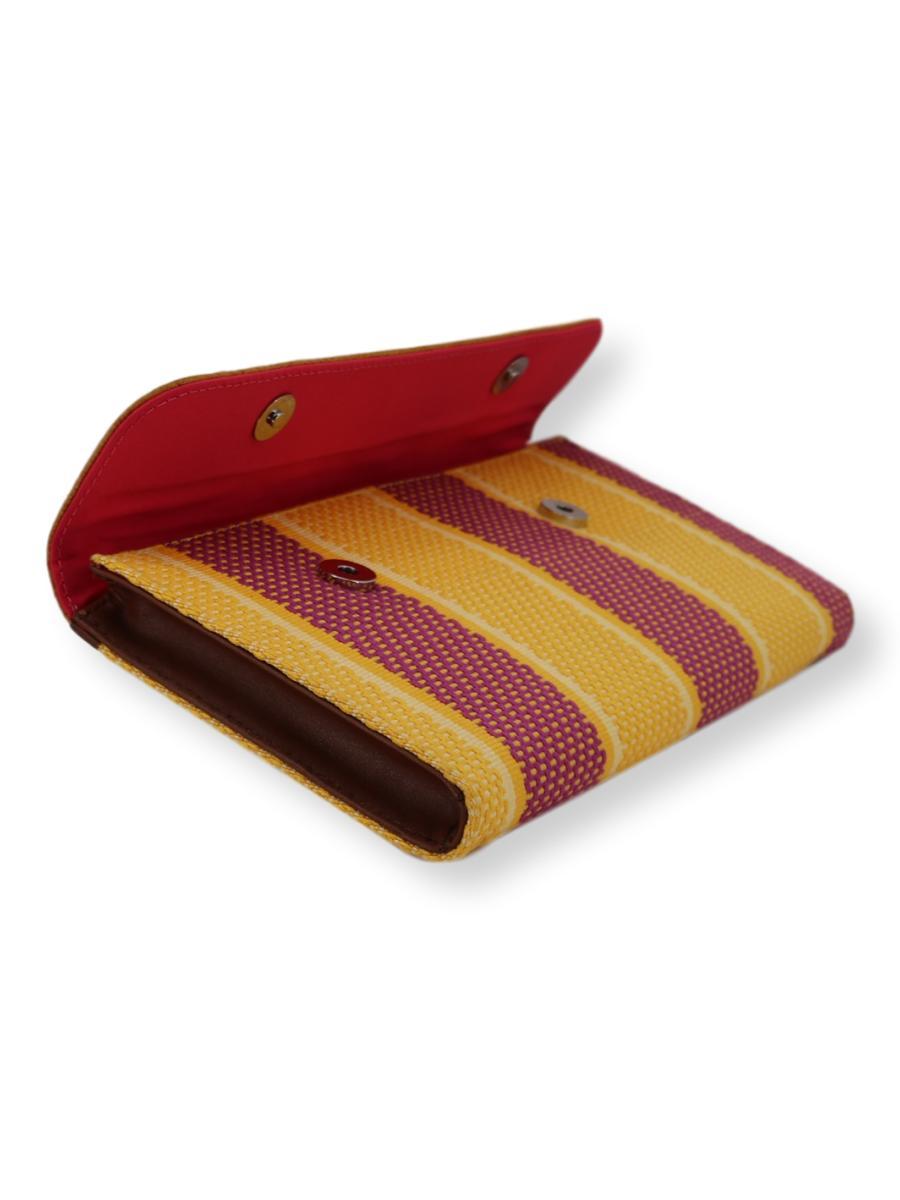 Large Clutch Bag - yellow/crimson with FISH leather - Qinti - The Peruvian Shop
