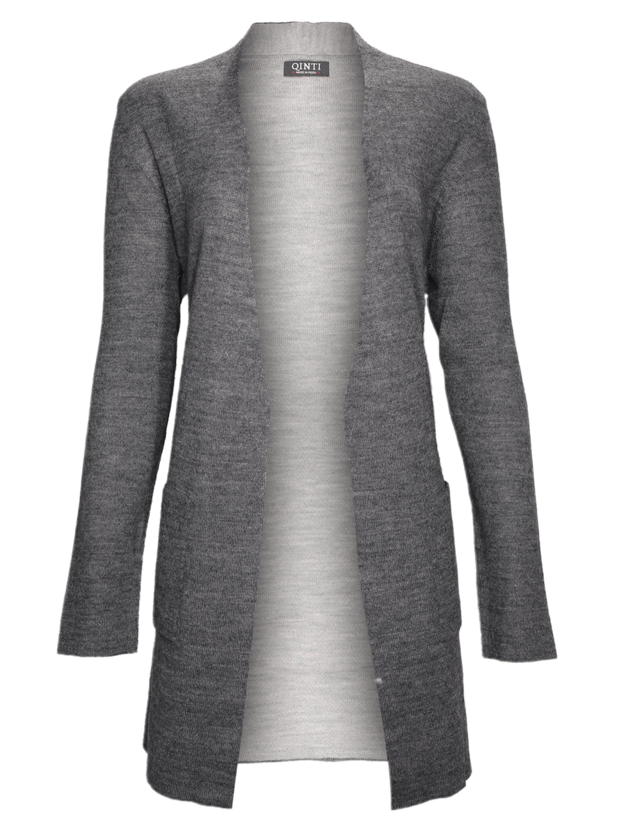 Open Front Cardigan Sweater for Women - Reversible - Light Gray / Dark Gray - Qinti - The Peruvian Shop