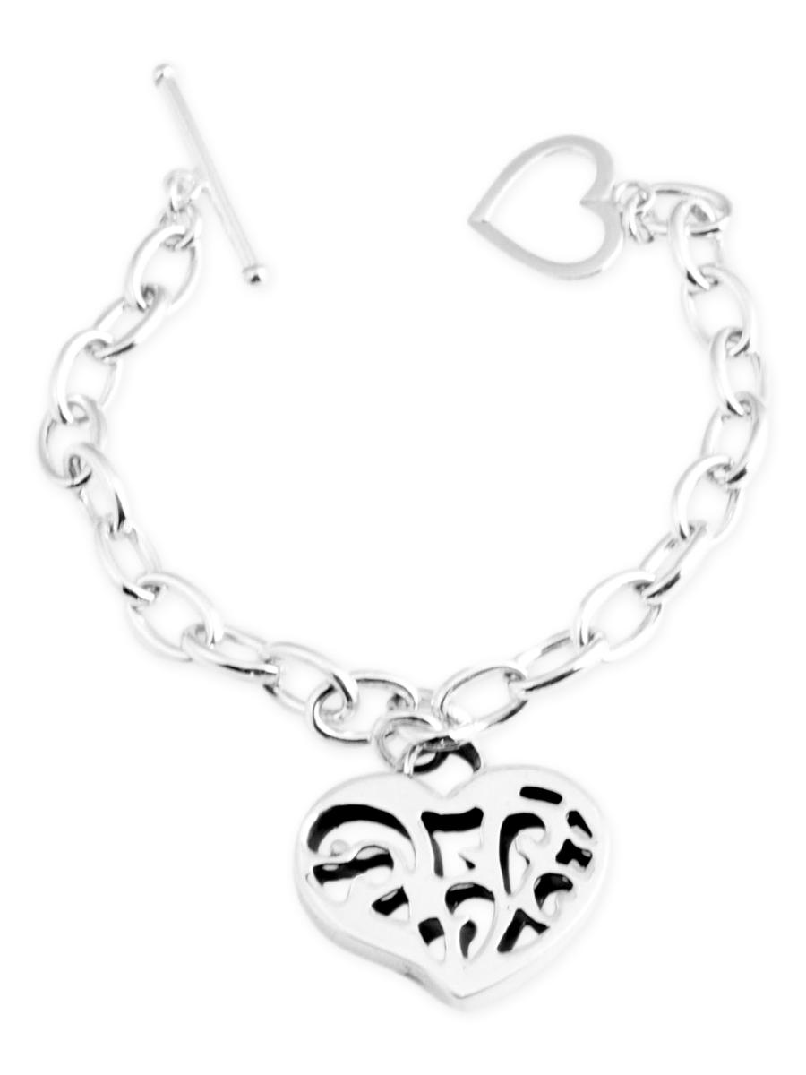 Sterling Silver Heart Tag Toggle Bracelet - Qinti - The Peruvian Shop