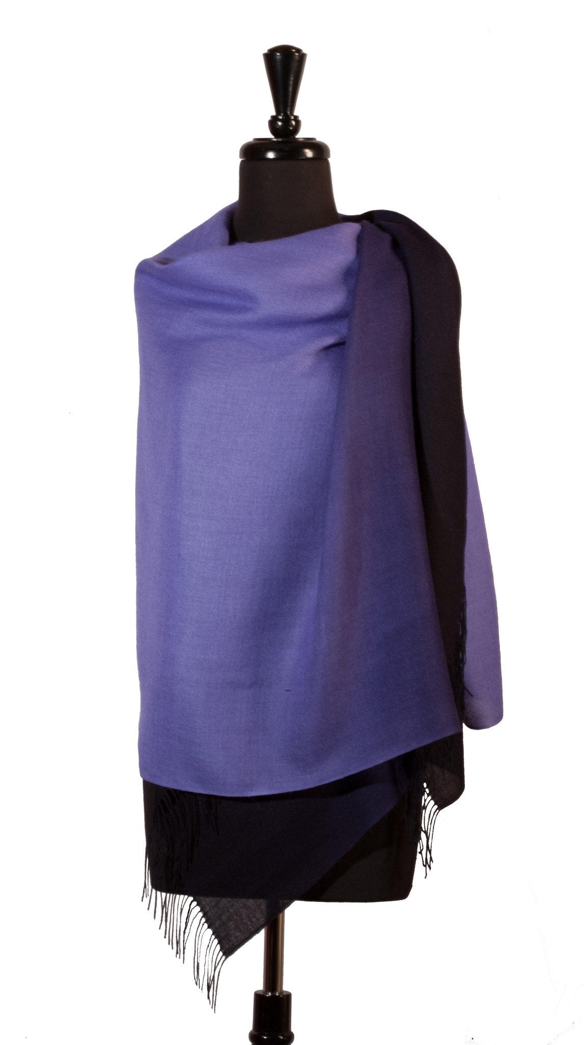 Baby Alpaca & Silk Shawl Two-toned Degrade - Dip Dyed in Periwinkle Blue - Qinti - The Peruvian Shop