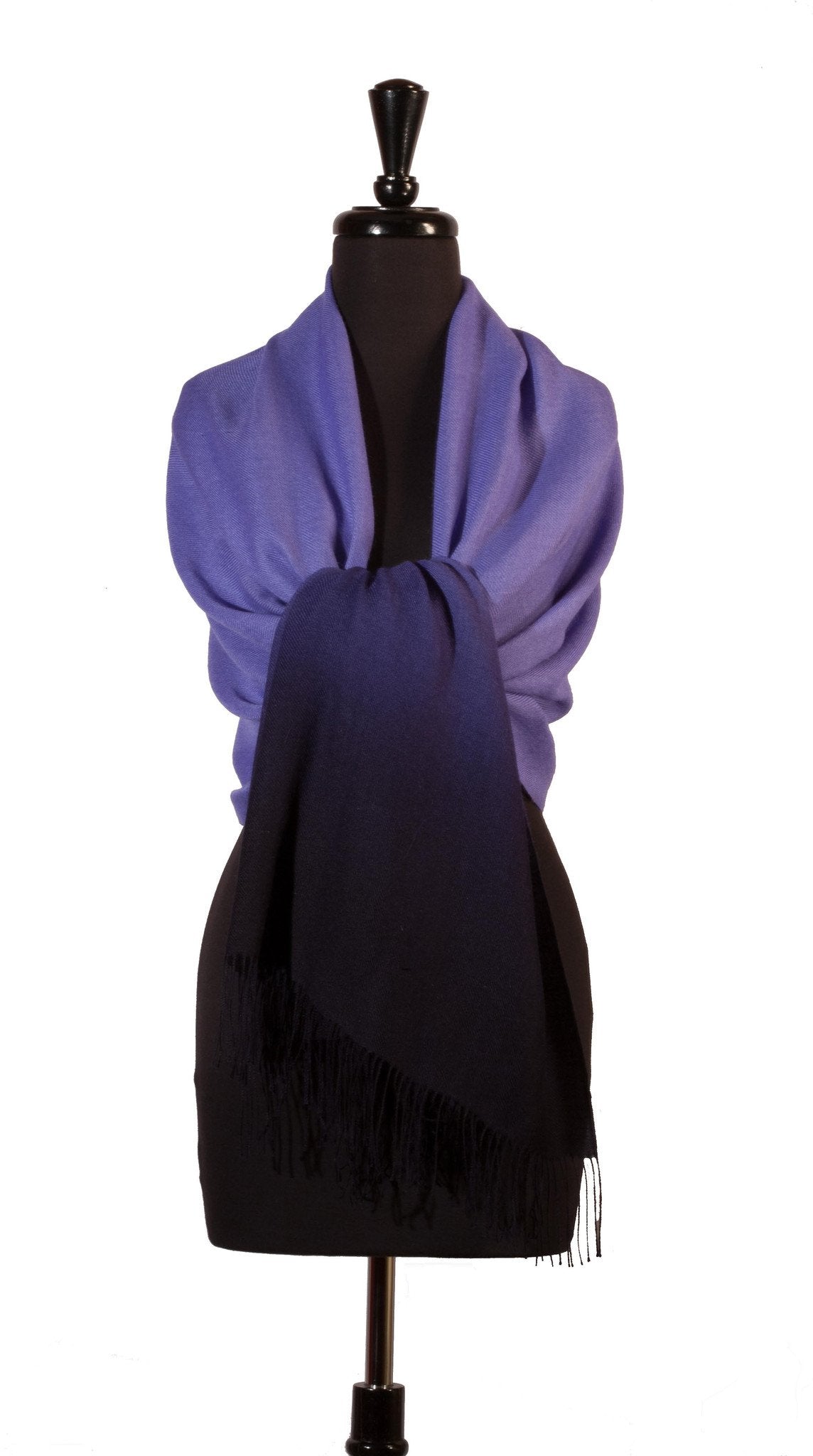 Baby Alpaca &amp; Silk Shawl Two-toned Degrade - Dip Dyed in Periwinkle Blue - Qinti - The Peruvian Shop