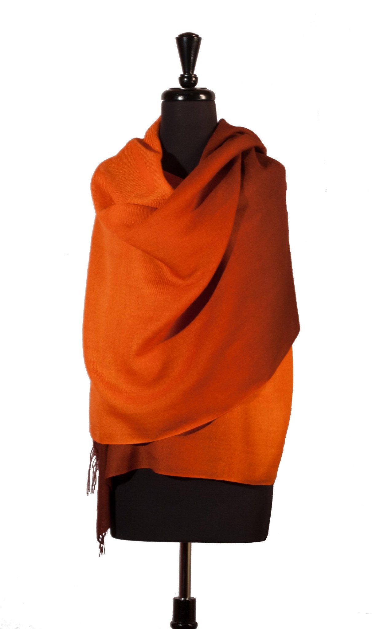 Baby Alpaca & Silk Shawl Two-toned Degrade - Dip Dyed in Orange - Qinti - The Peruvian Shop