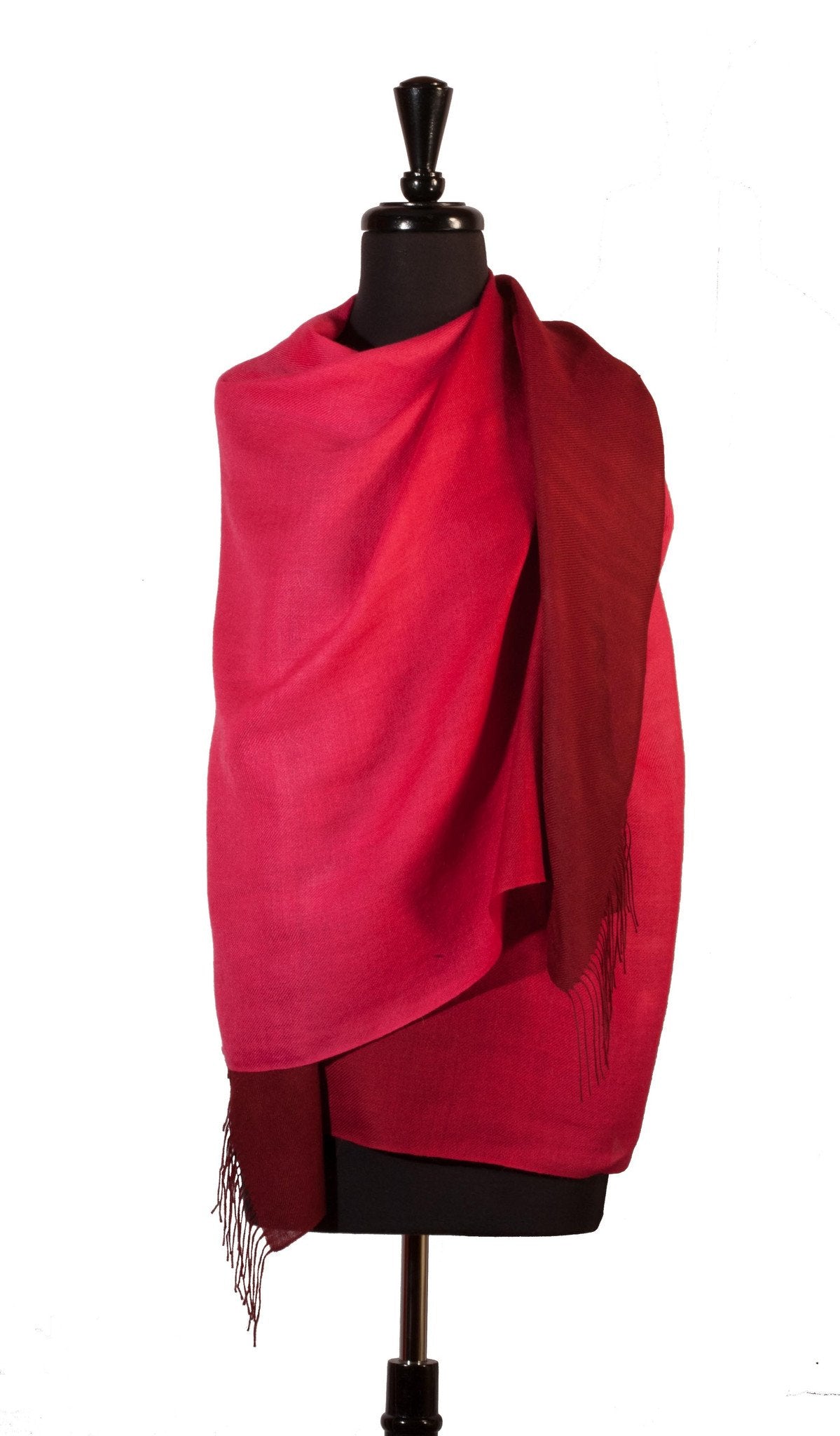 Baby Alpaca & Silk Shawl Two-toned Degrade - Dip Dyed in Deep Pink - Qinti - The Peruvian Shop