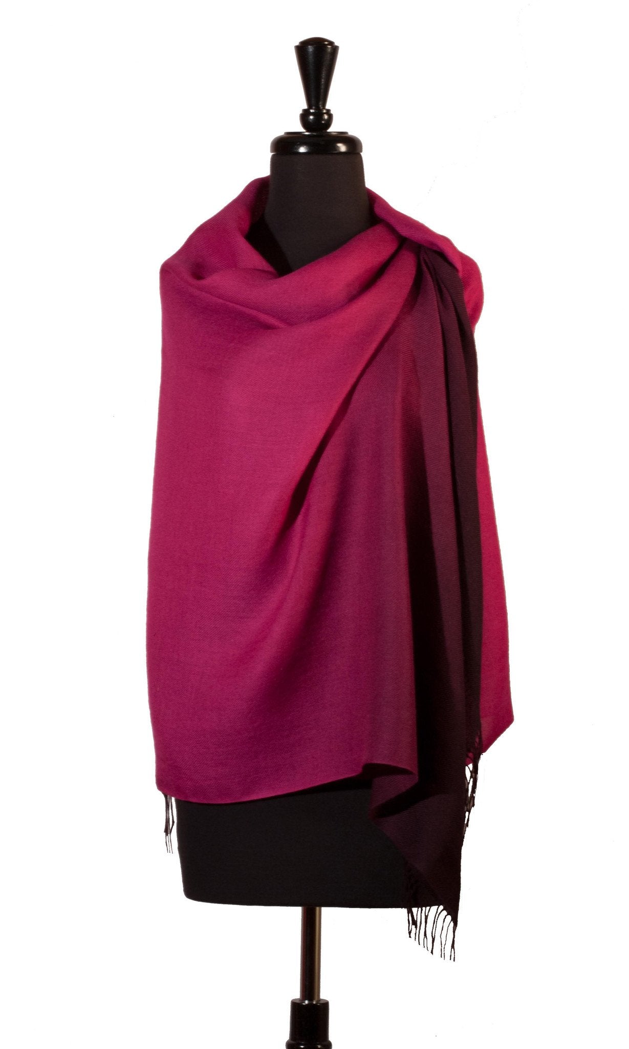 Baby Alpaca & Silk Shawl Two-toned Degrade - Dip Dyed in Magenta - Qinti - The Peruvian Shop