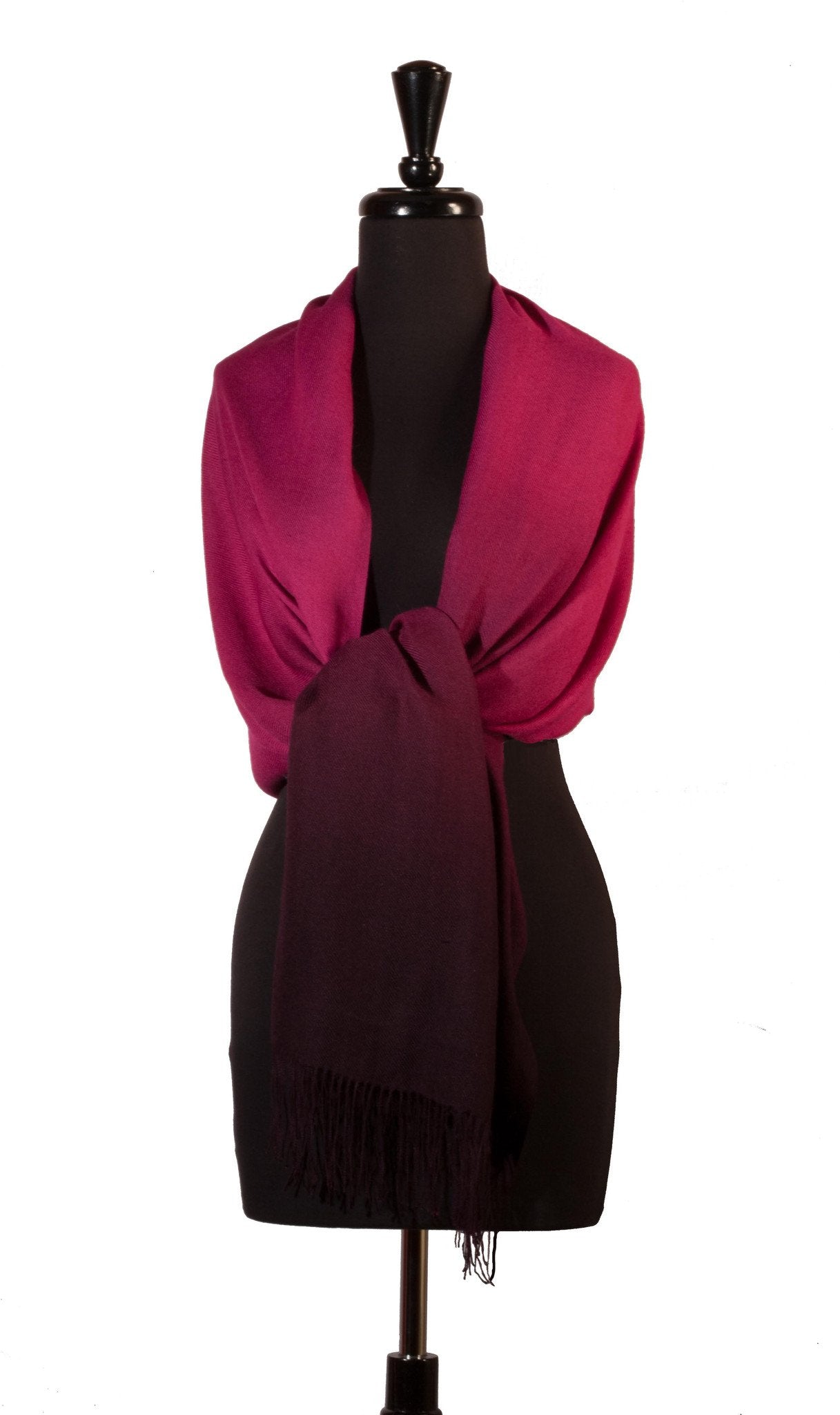 Baby Alpaca & Silk Shawl Two-toned Degrade - Dip Dyed in Magenta - Qinti - The Peruvian Shop