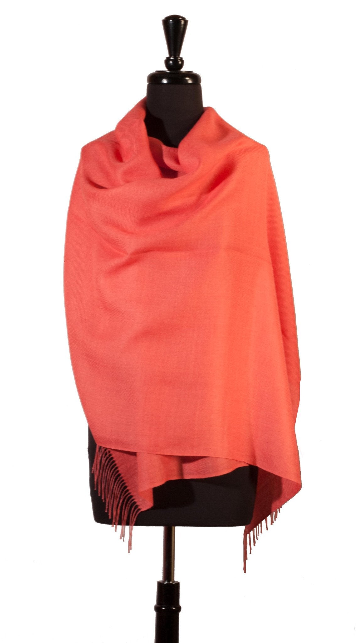 Baby Alpaca & Silk Shawl in Solid Color - Coral - Qinti - The Peruvian Shop