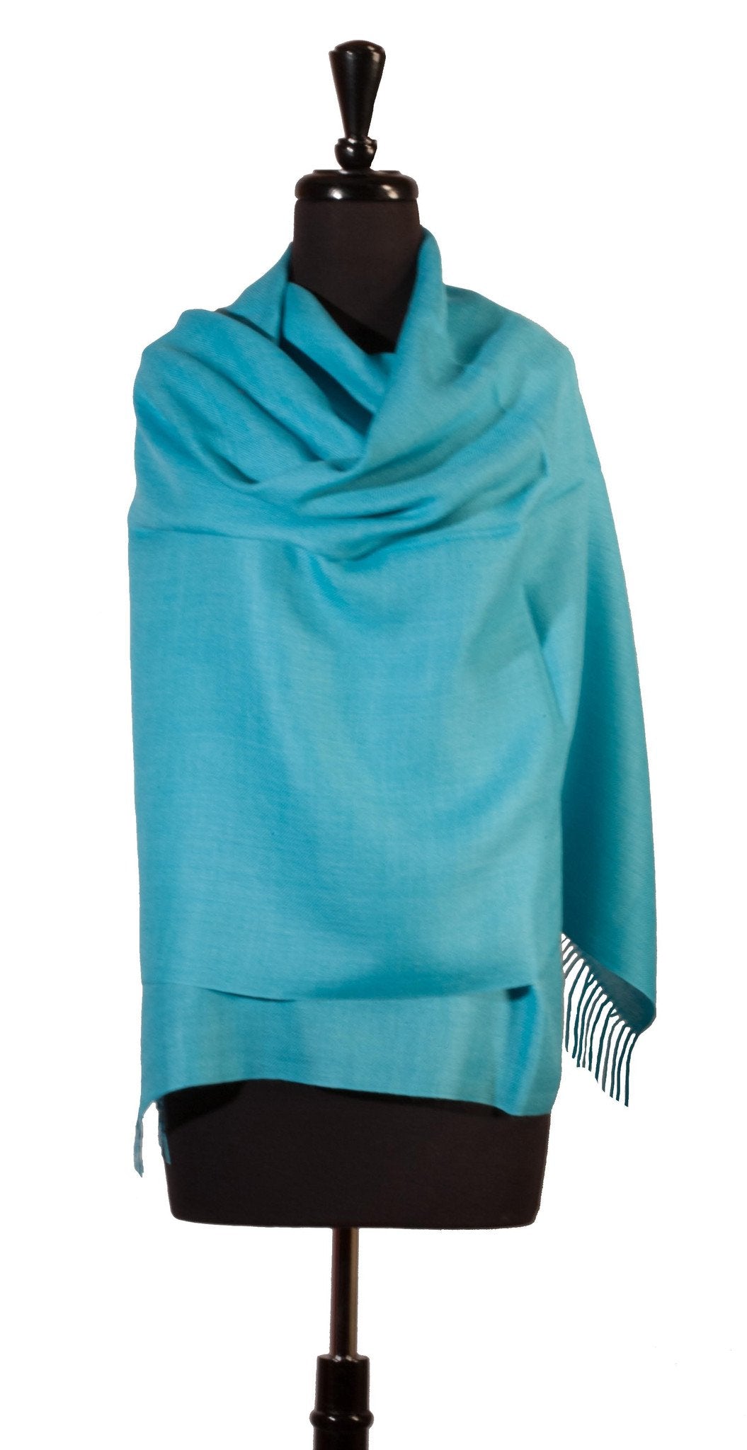 Baby Alpaca & Silk Shawl in Solid Color - Aquamarine - Qinti - The Peruvian Shop