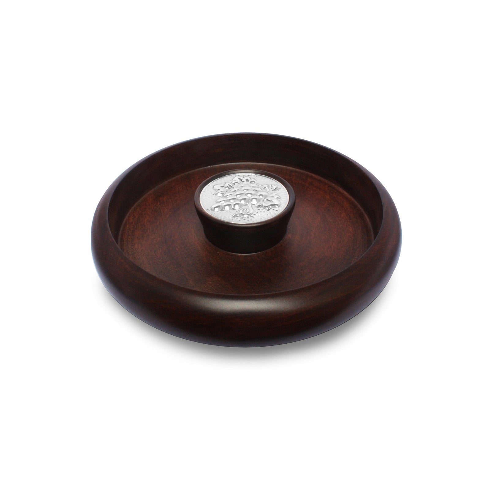 Mahogany Snack Bowl with Sterling Silver Grapes Accent - Qinti - The Peruvian Shop