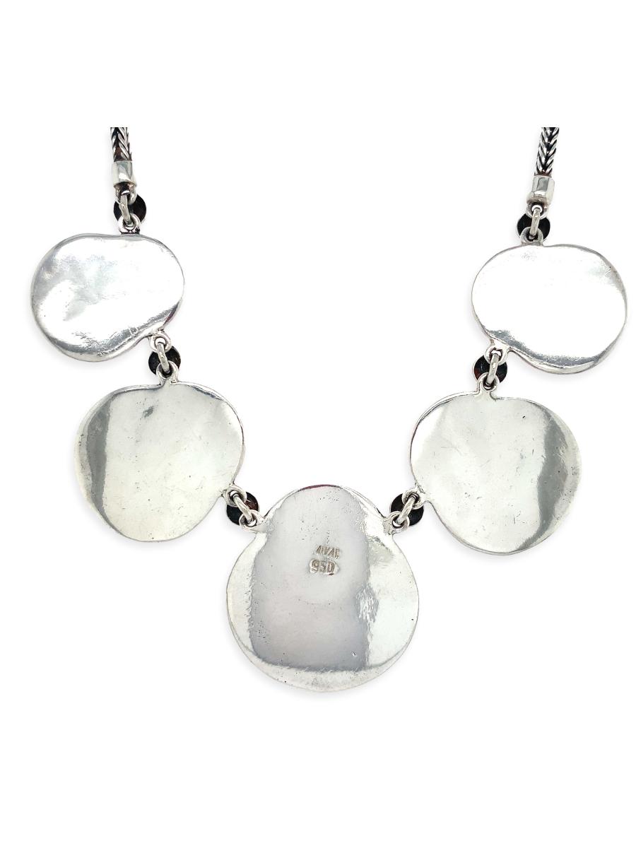 Mother-of-Pearl Medallions Necklace sterling silver backing