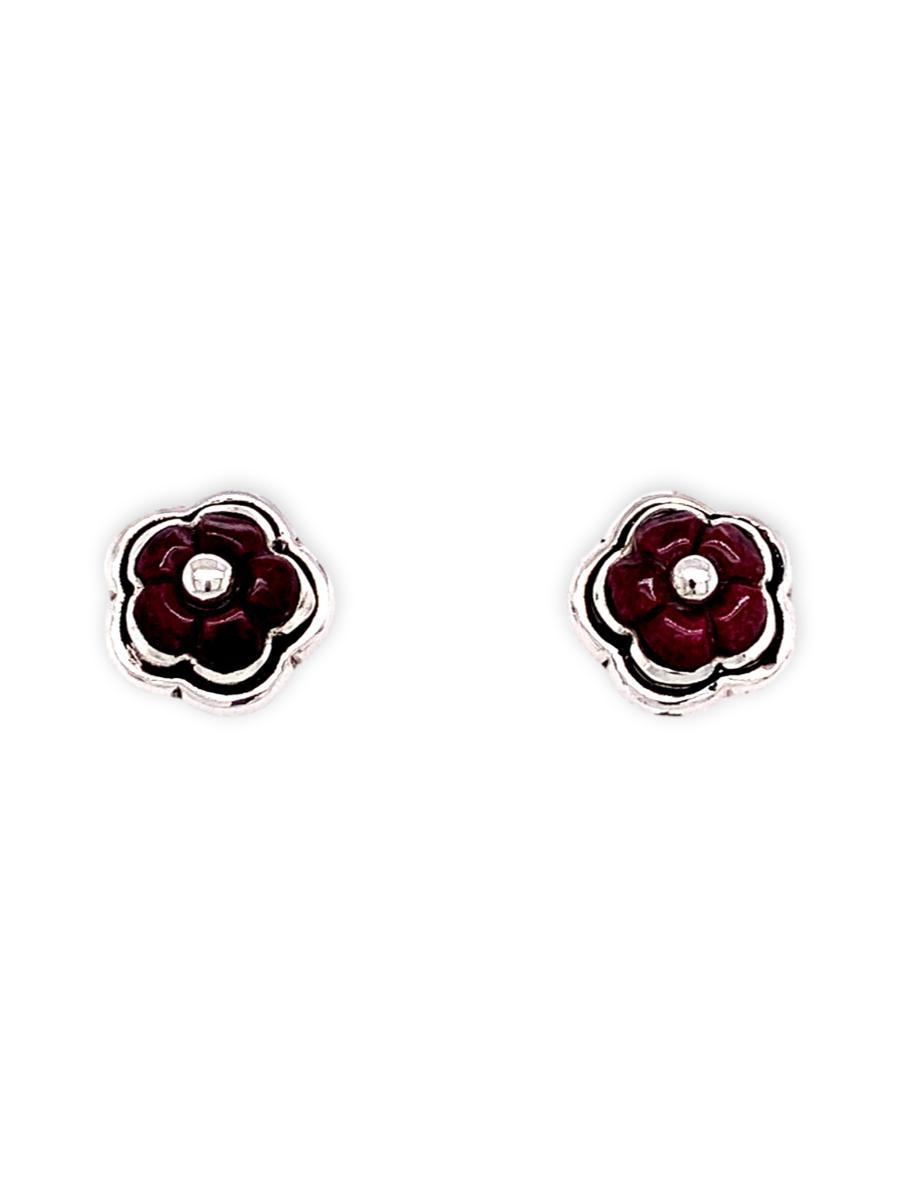 Purple Spiny Oyster Flower Earrings in Sterling Silver - Qinti - The Peruvian Shop