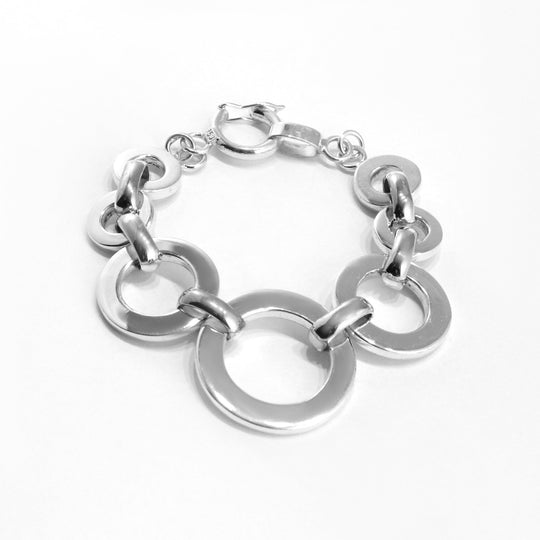 Round Links Sterling Silver Bracelet - Qinti - The Peruvian Shop