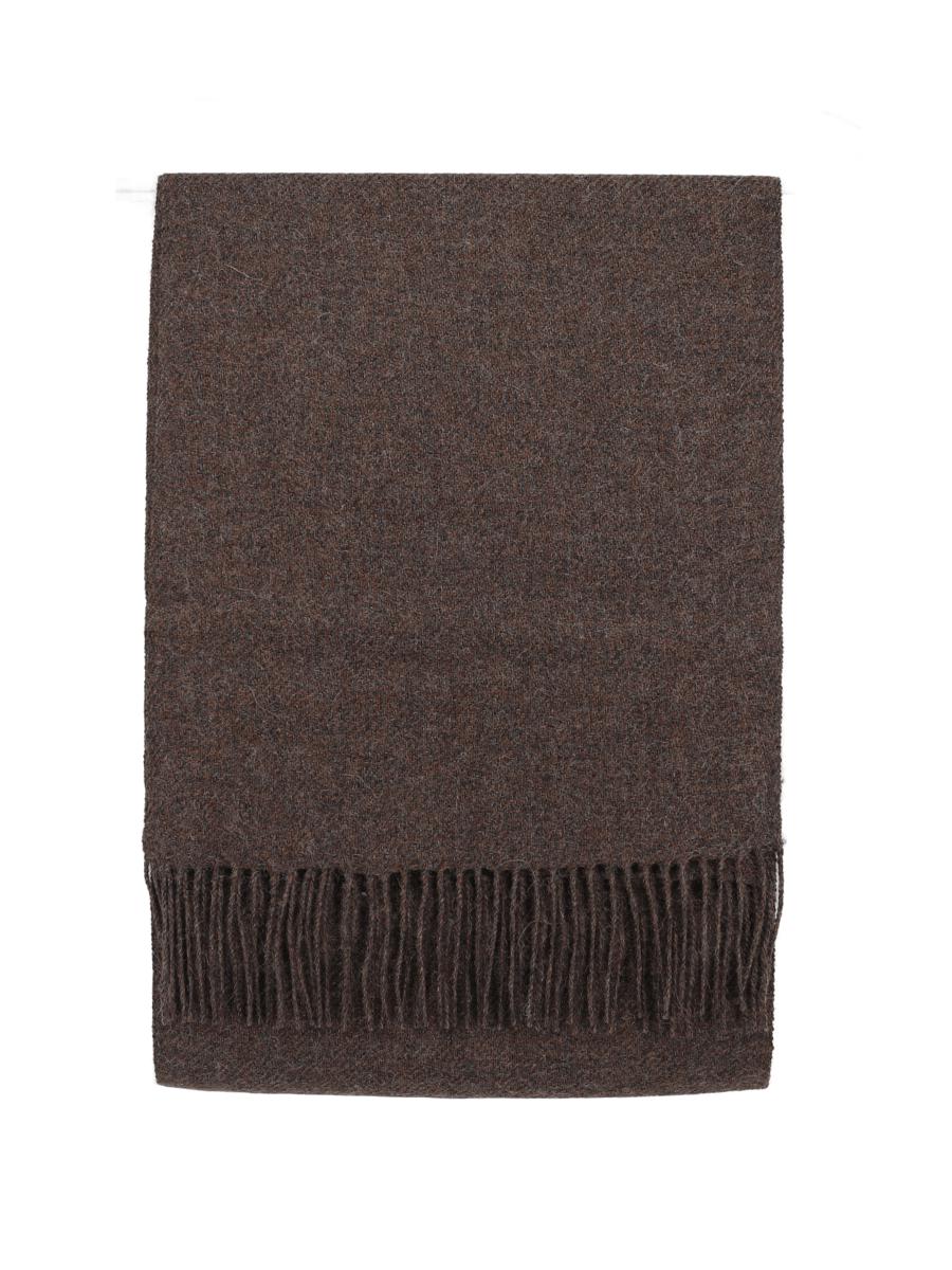 100% Baby Alpaca Woven Scarf - Natural Bark Brown Mélange - Qinti - The Peruvian Shop