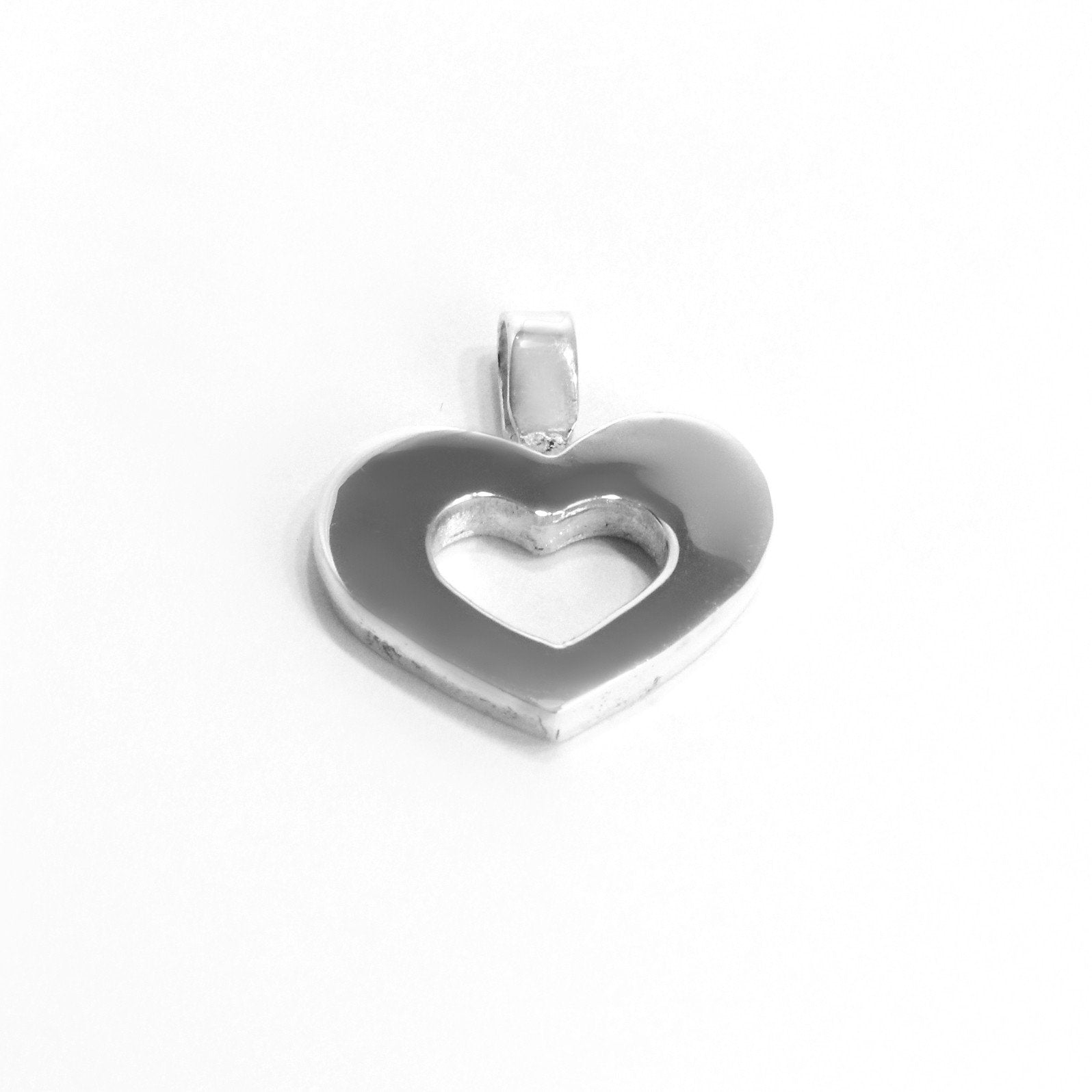 Sterling Silver Open Heart Pendant - Qinti - The Peruvian Shop