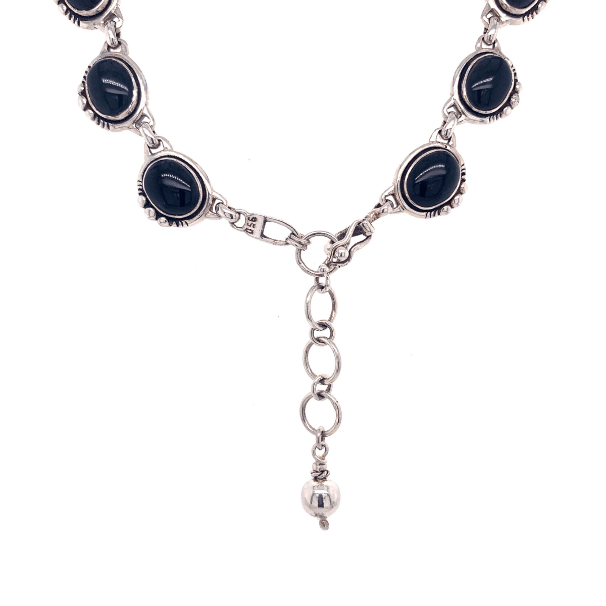 Black Onyx Ovals & Sterling Silver Necklace - Qinti - The Peruvian Shop