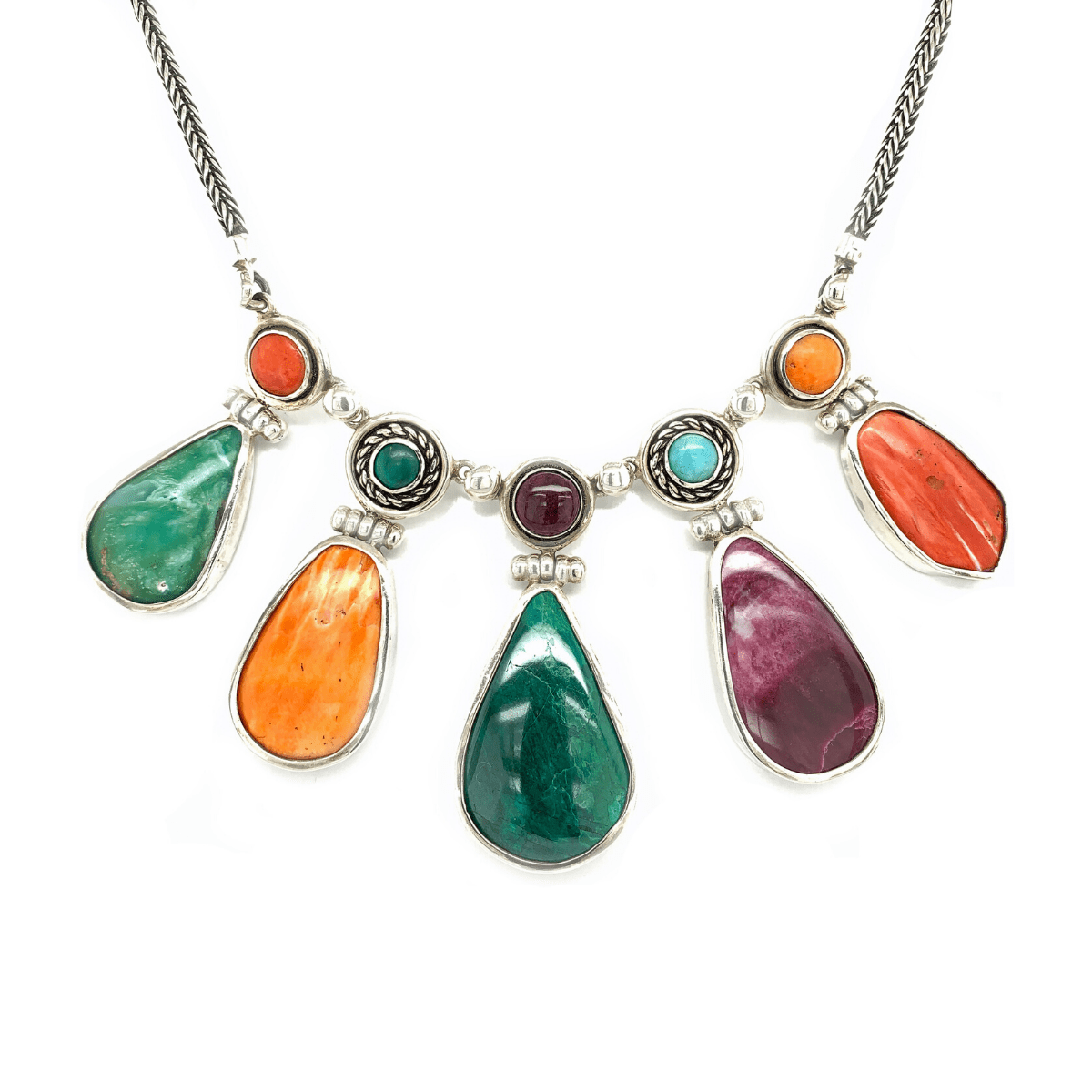 Multi-Colored Natural Gemstones & Sterling Silver Necklace - Qinti - The Peruvian Shop