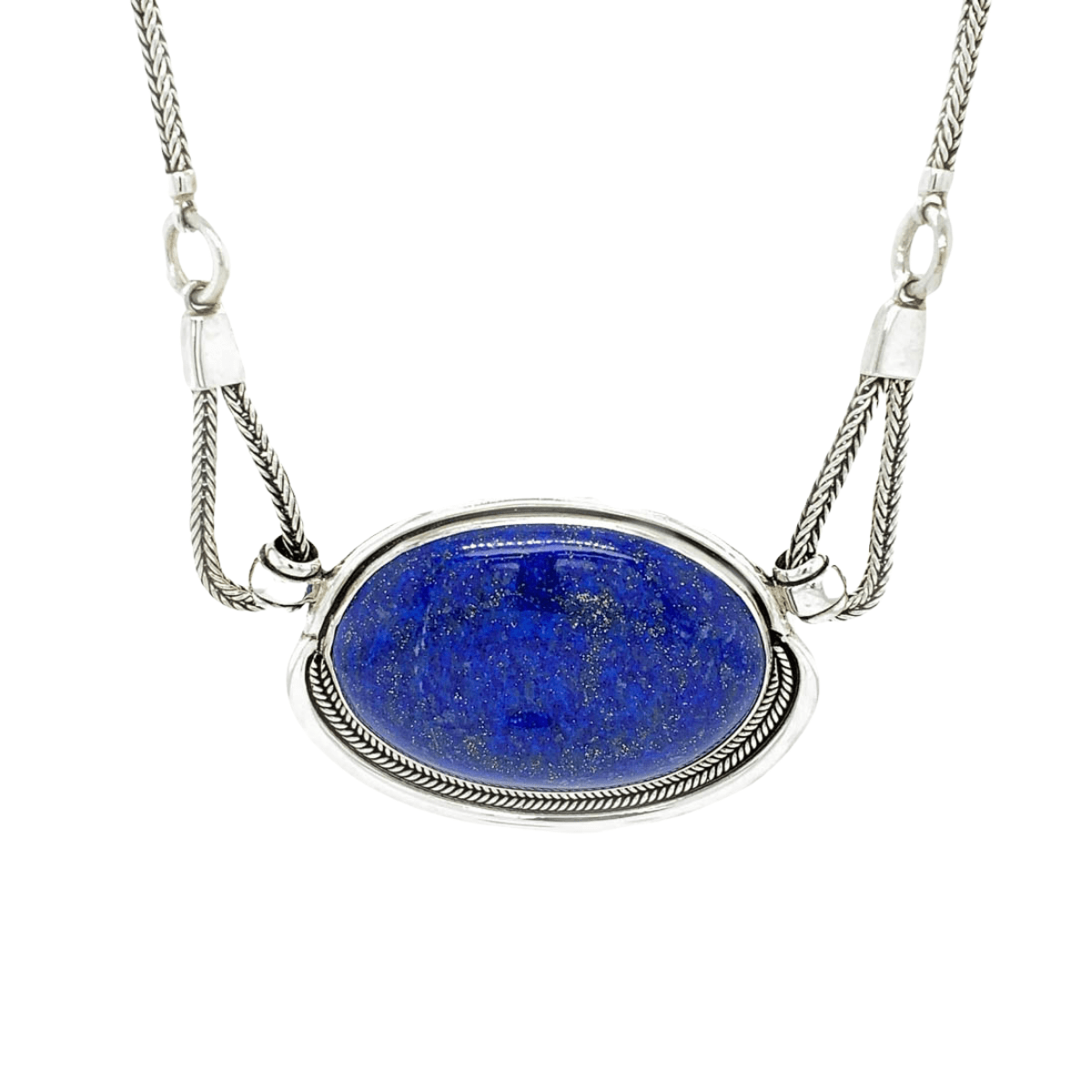 Large Lapis Lazuli Medallion &amp; Sterling Silver Necklace - Qinti - The Peruvian Shop