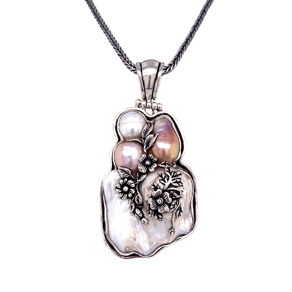 Baroque Freshwater Pearls &amp; Sterling Silver Cluster Pendant - Qinti - The Peruvian Shop