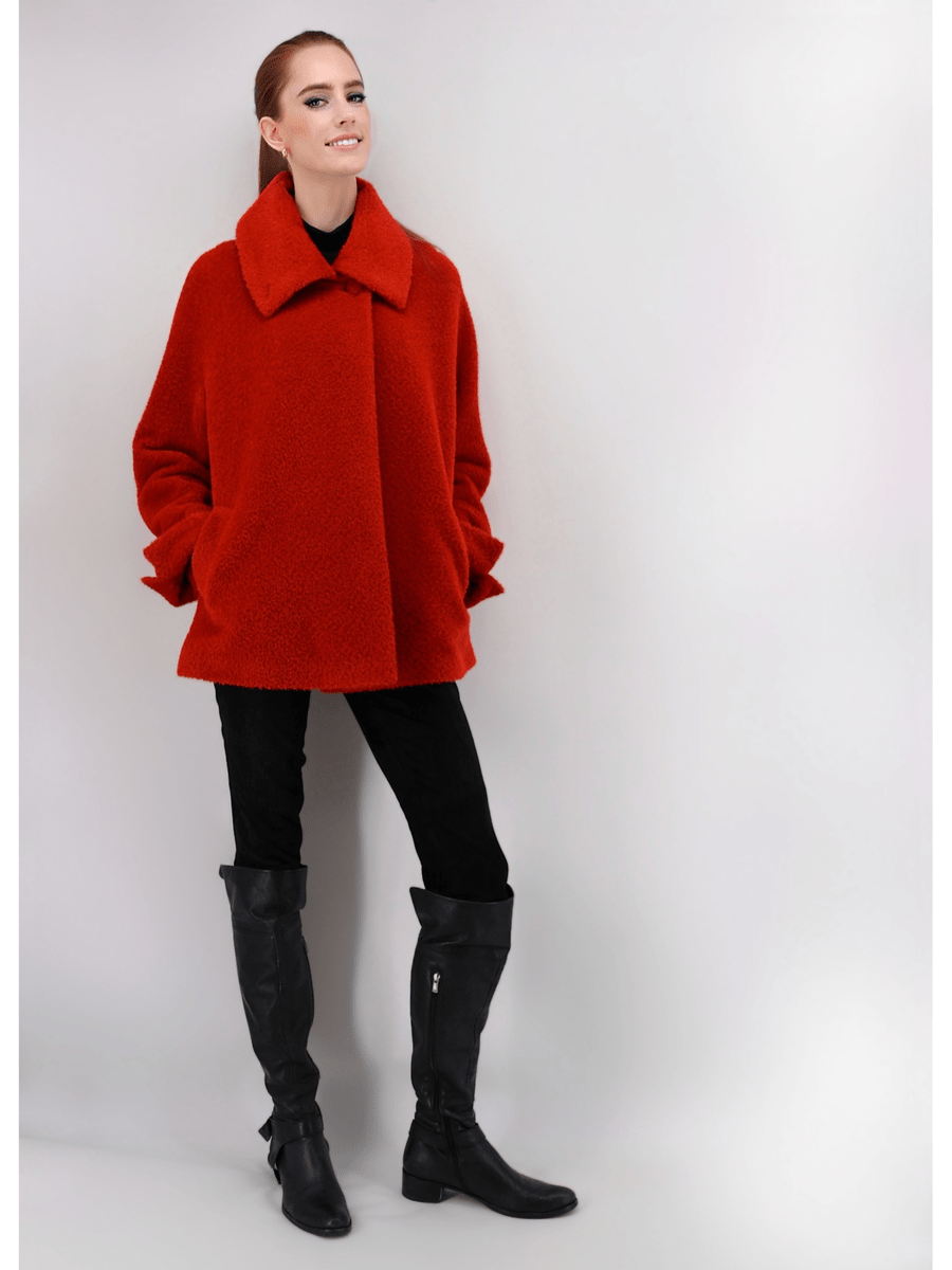 Women&#39;s Short Coat in Alpaca Wool Blend - Qinti - The Peruvian Shop