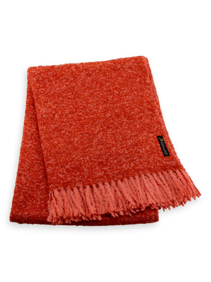 Baby Alpaca Boucle Blanket Throw in Orange/ Coral - Qinti - The Peruvian Shop