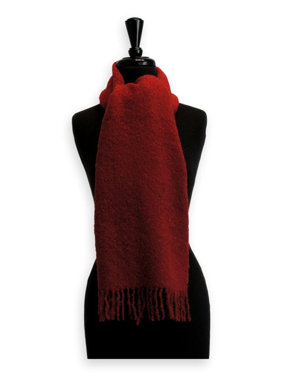 100% Baby Alpaca Boucle Scarf - Ruby Red - Qinti - The Peruvian Shop