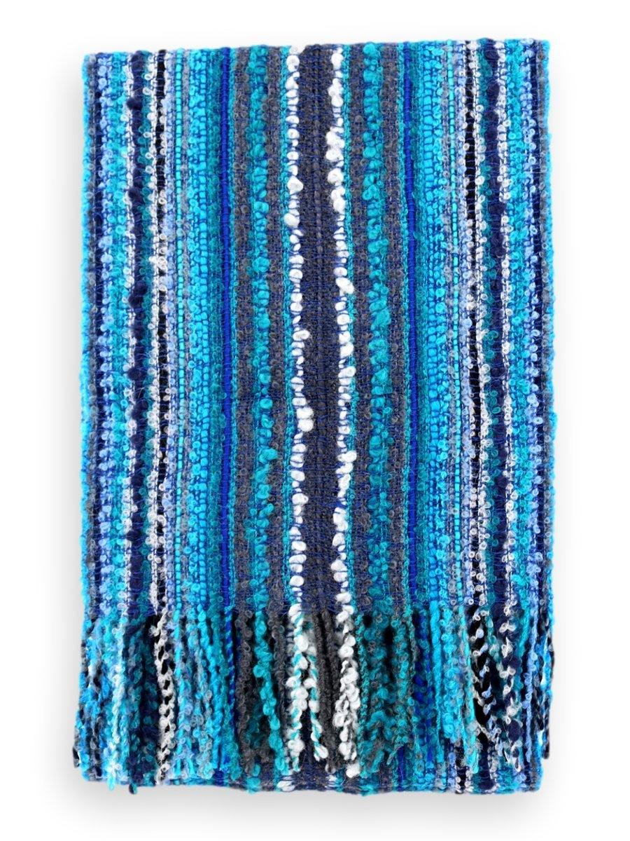 100% Baby Alpaca Boucle Scarf - Pinks Teal - Qinti - The Peruvian Shop